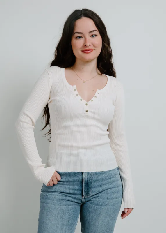Mia Henley Knit Sweater Top - Oatmeal sold by Vinnie Louise
