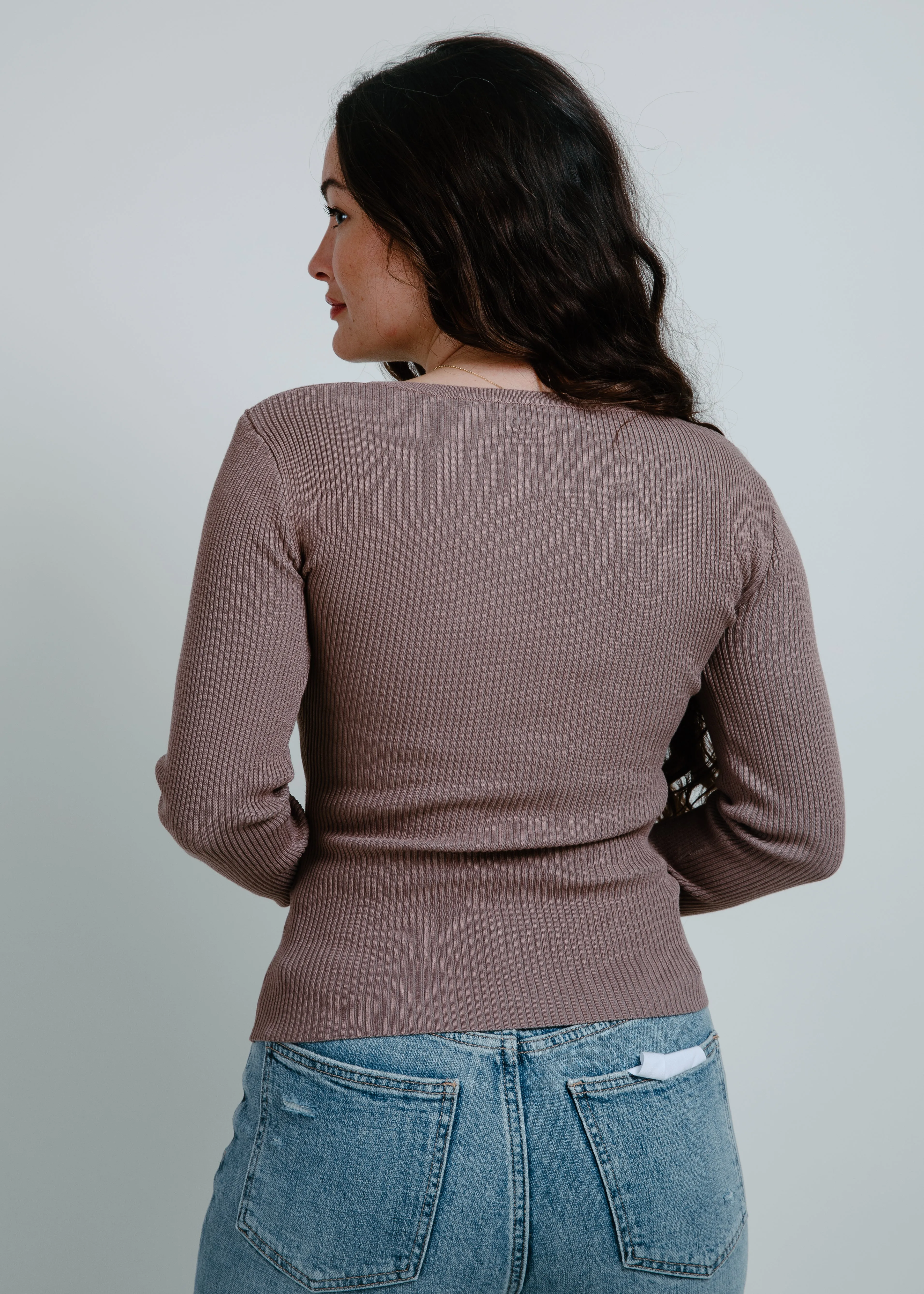 Mia Henley Knit Sweater Top - Mocha sold by Vinnie Louise product image thumbnail 3