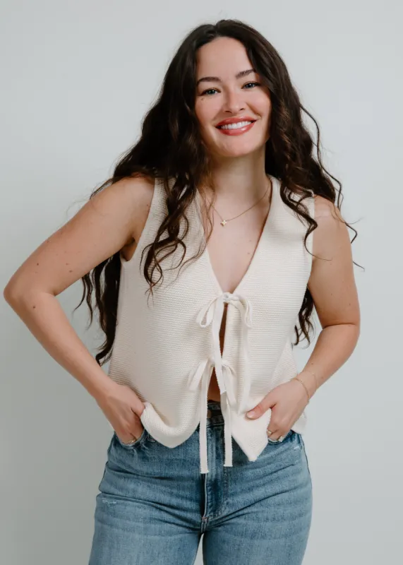 Nicole Tie Front Knit Vest sold by Vinnie Louise
