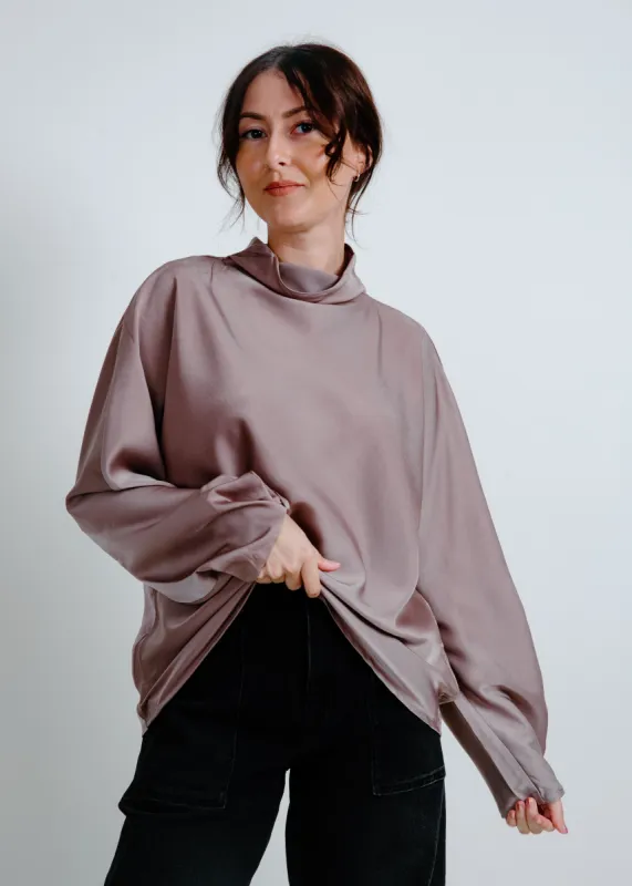 Lisa Mock Neck Satin Blouse sold by Vinnie Louise