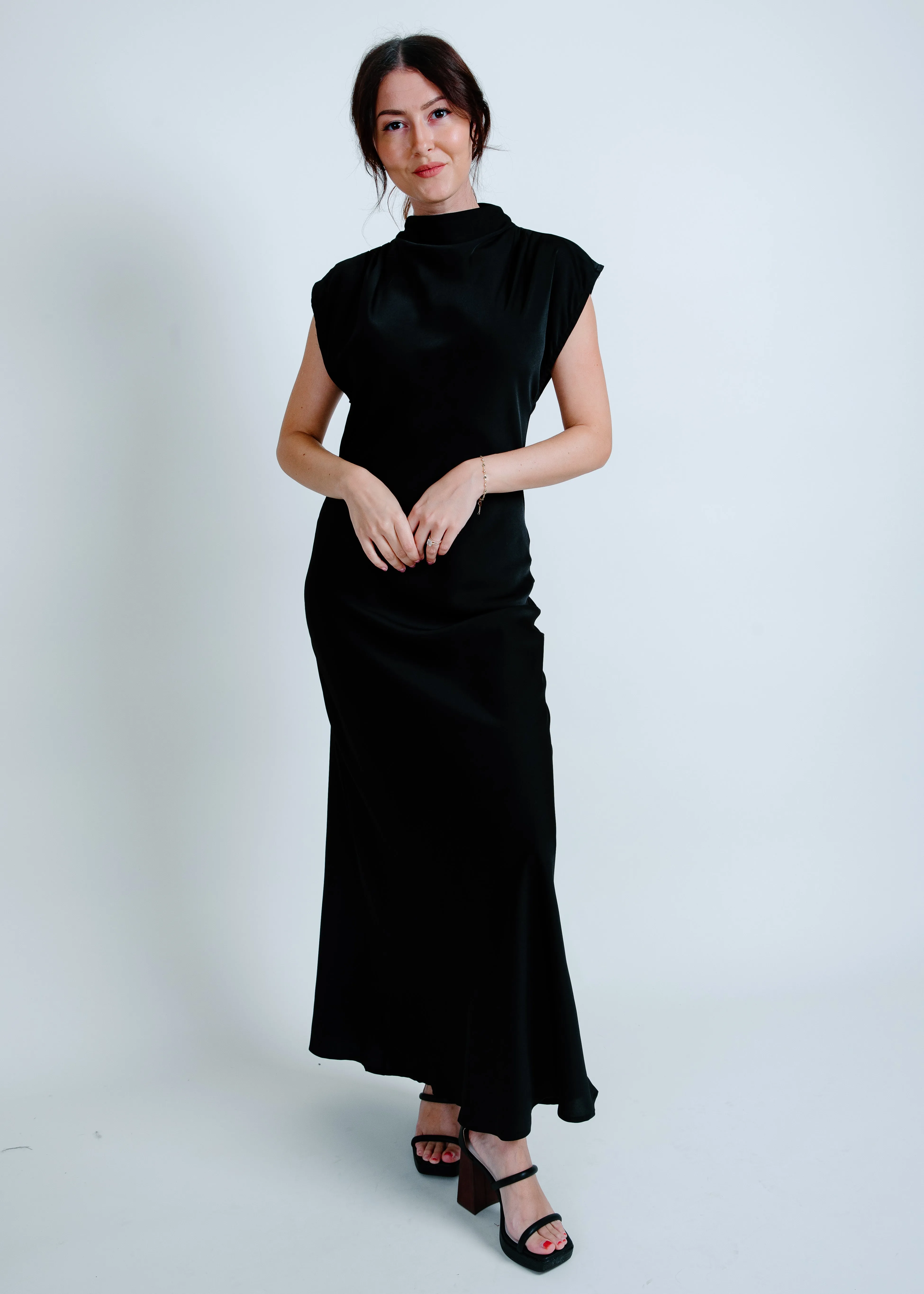 Hailey Satin Maxi Dress - Black sold by Vinnie Louise
