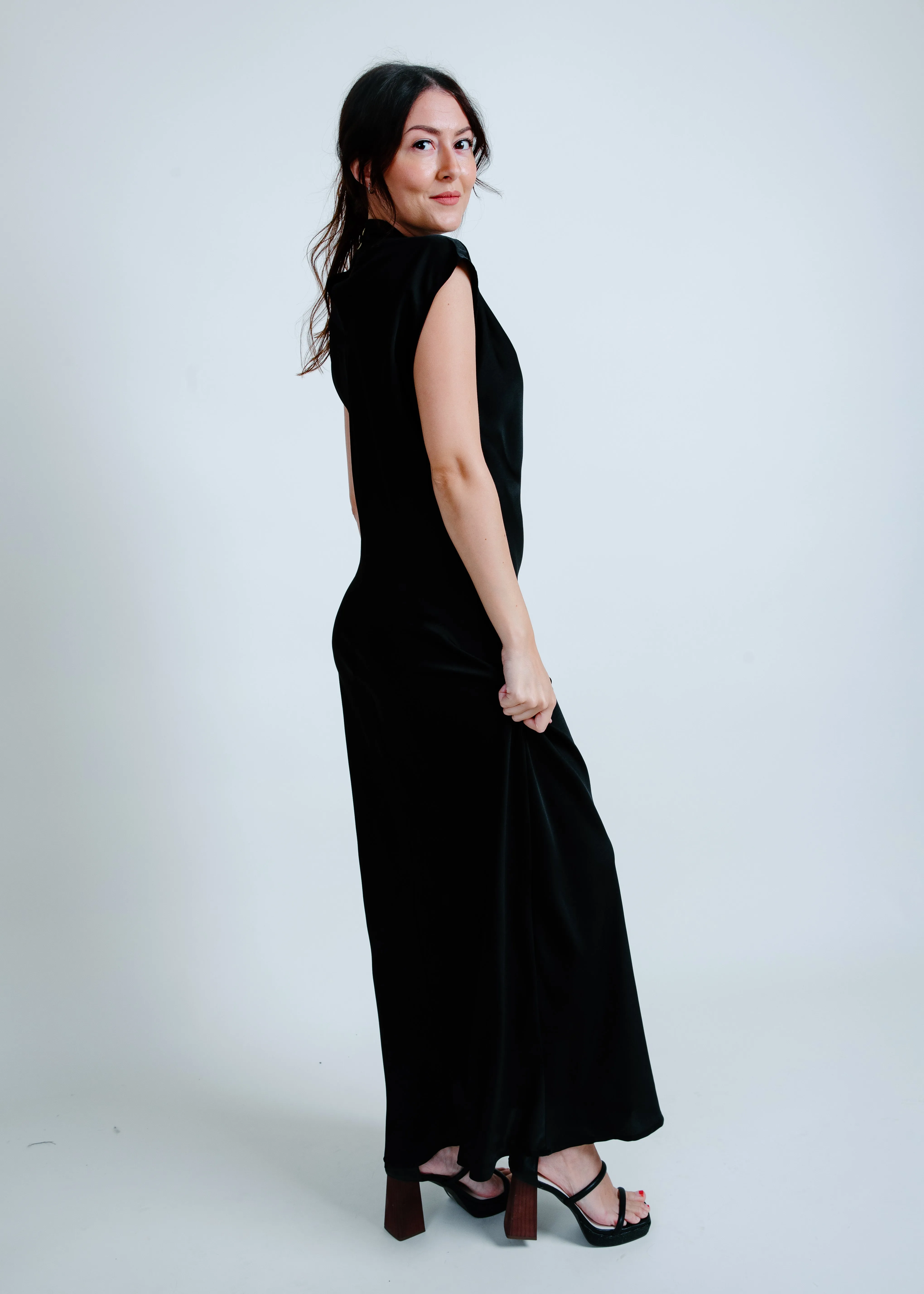 Hailey Satin Maxi Dress - Black sold by Vinnie Louise product image thumbnail 5