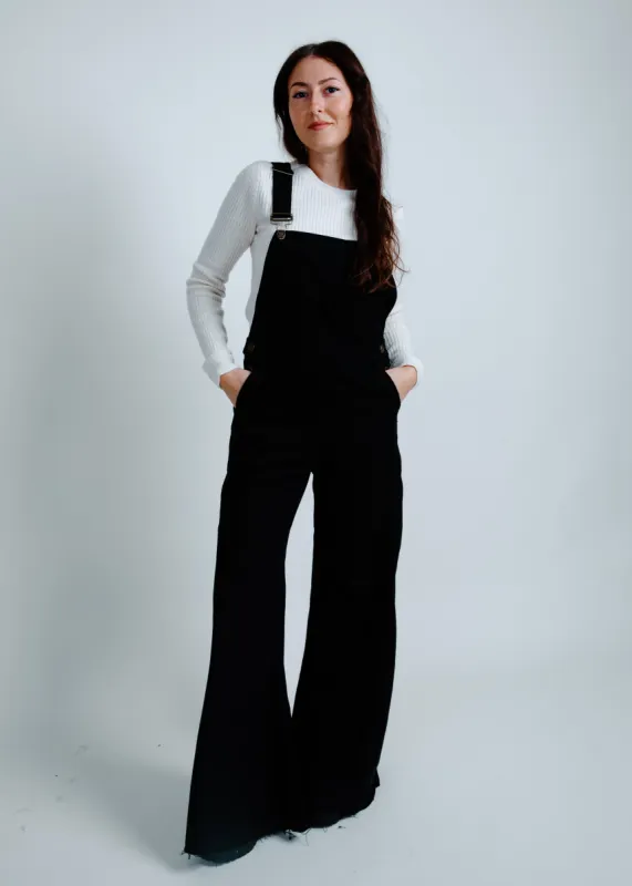 Milly Wide Leg Denim Overalls - Black sold by Vinnie Louise
