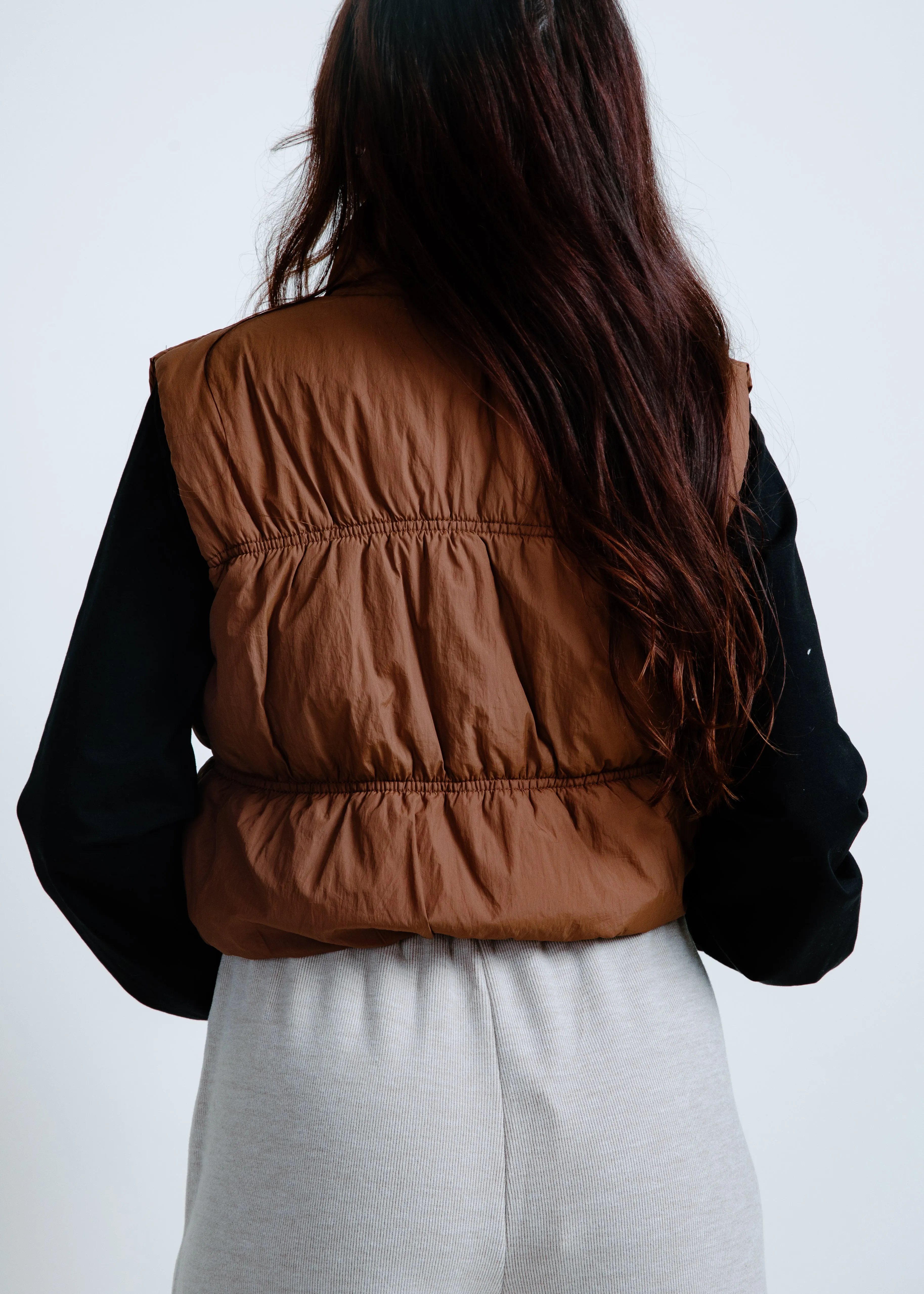 Kayla Cropped Puffer Vest - Brown sold by Vinnie Louise product image thumbnail 3