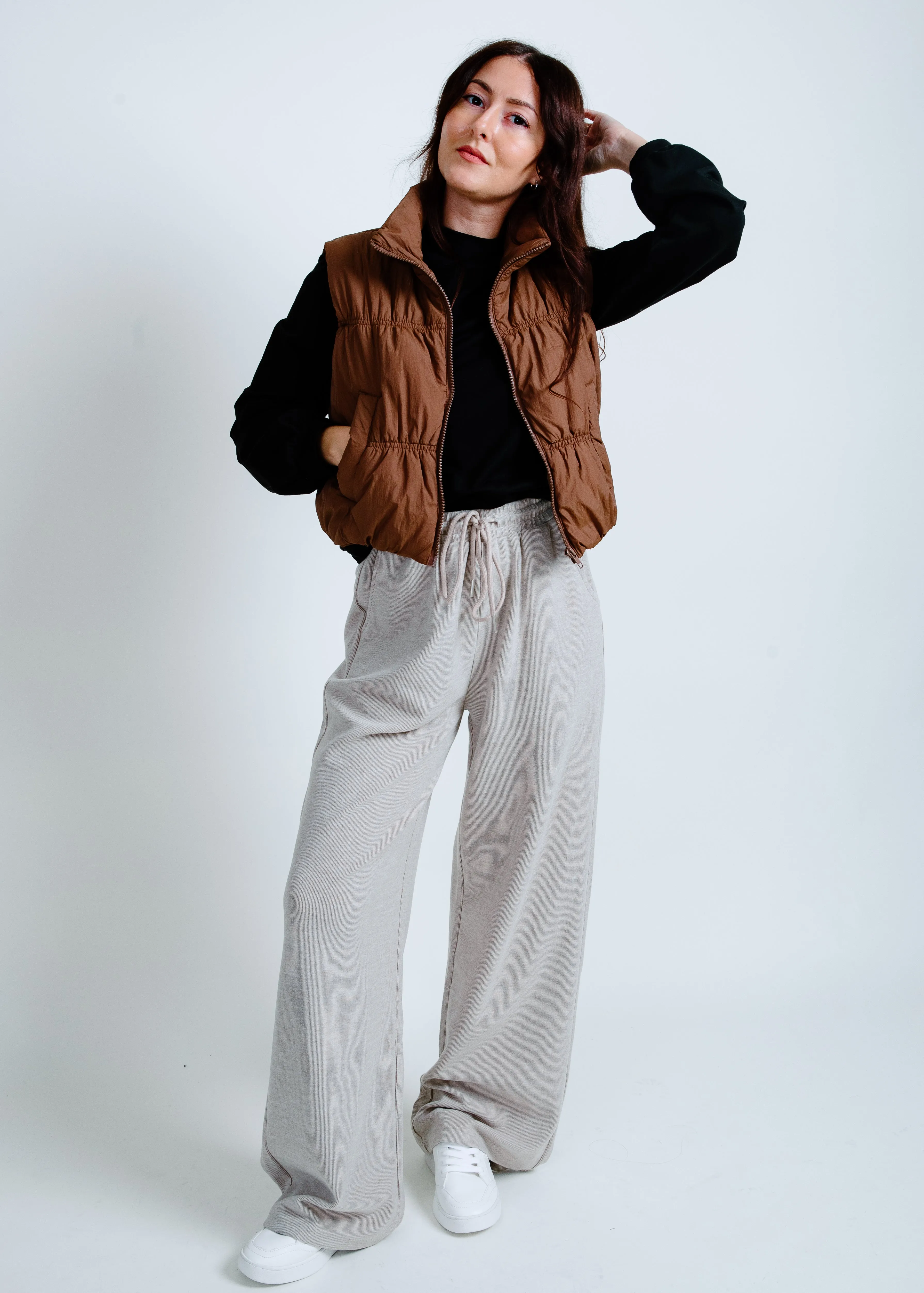 Kayla Cropped Puffer Vest - Brown sold by Vinnie Louise product image thumbnail 4