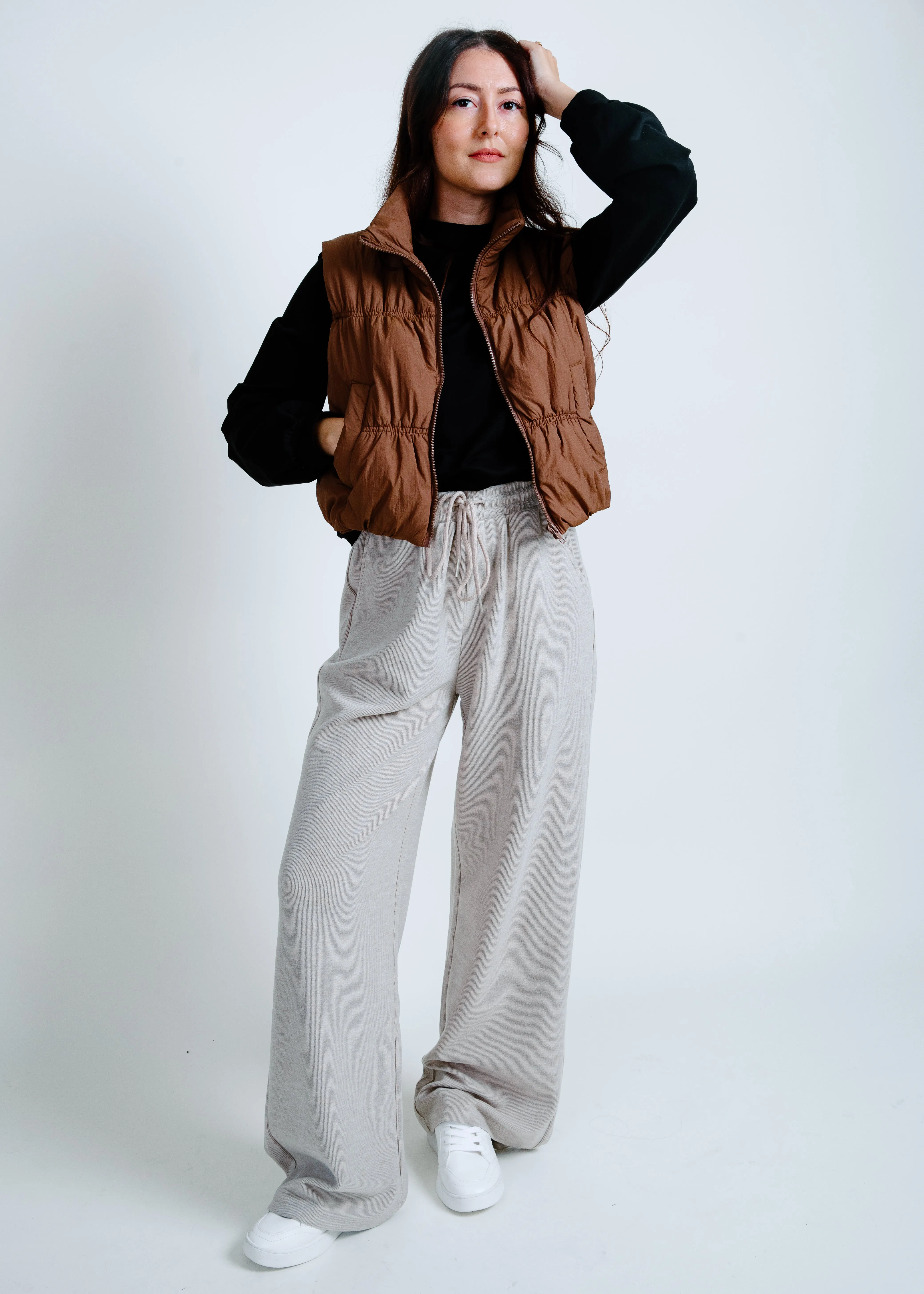 Kayla Cropped Puffer Vest - Brown sold by Vinnie Louise product image thumbnail 5