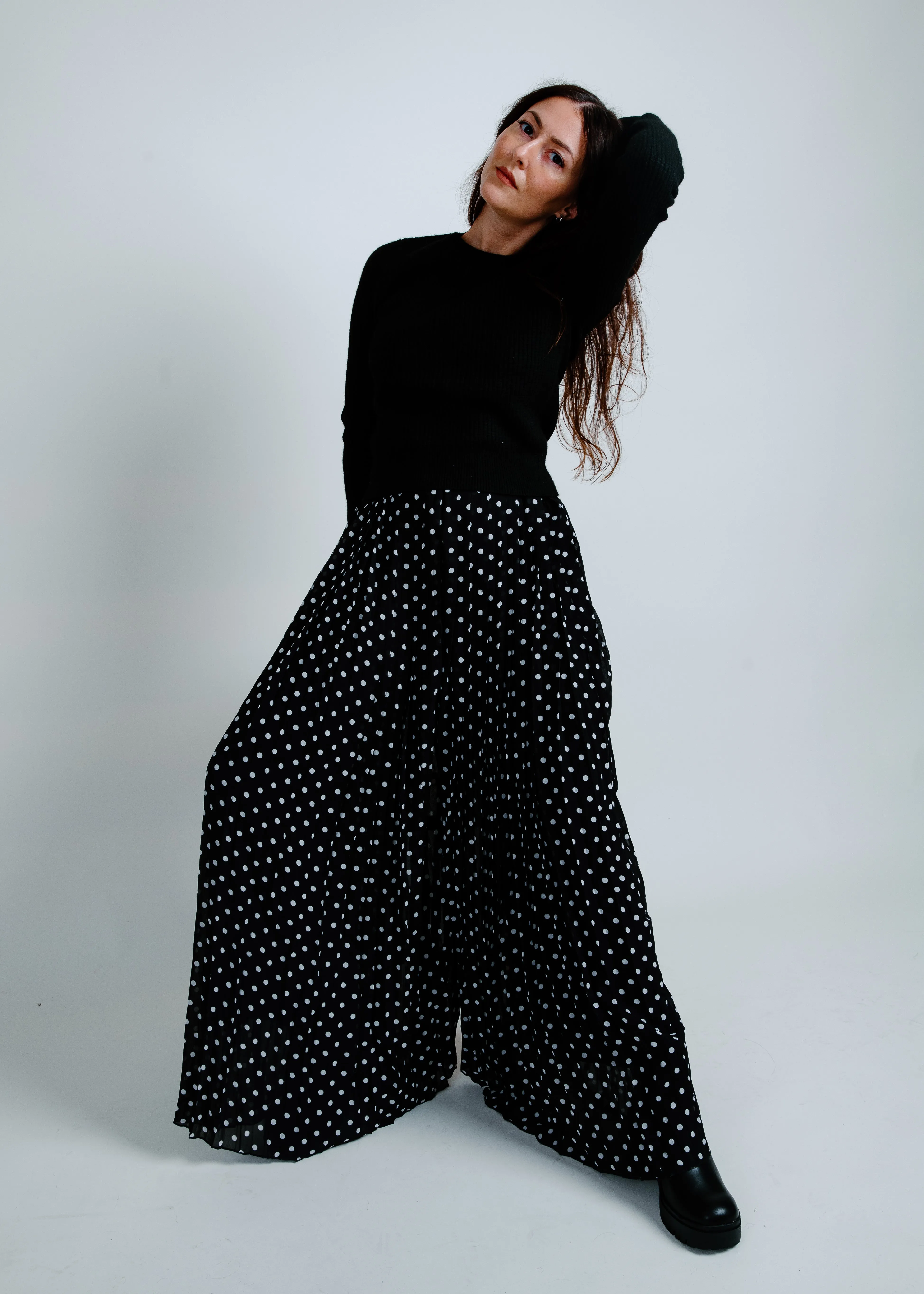 Linda Flowy Wide Leg Polka Dot Pants sold by Vinnie Louise