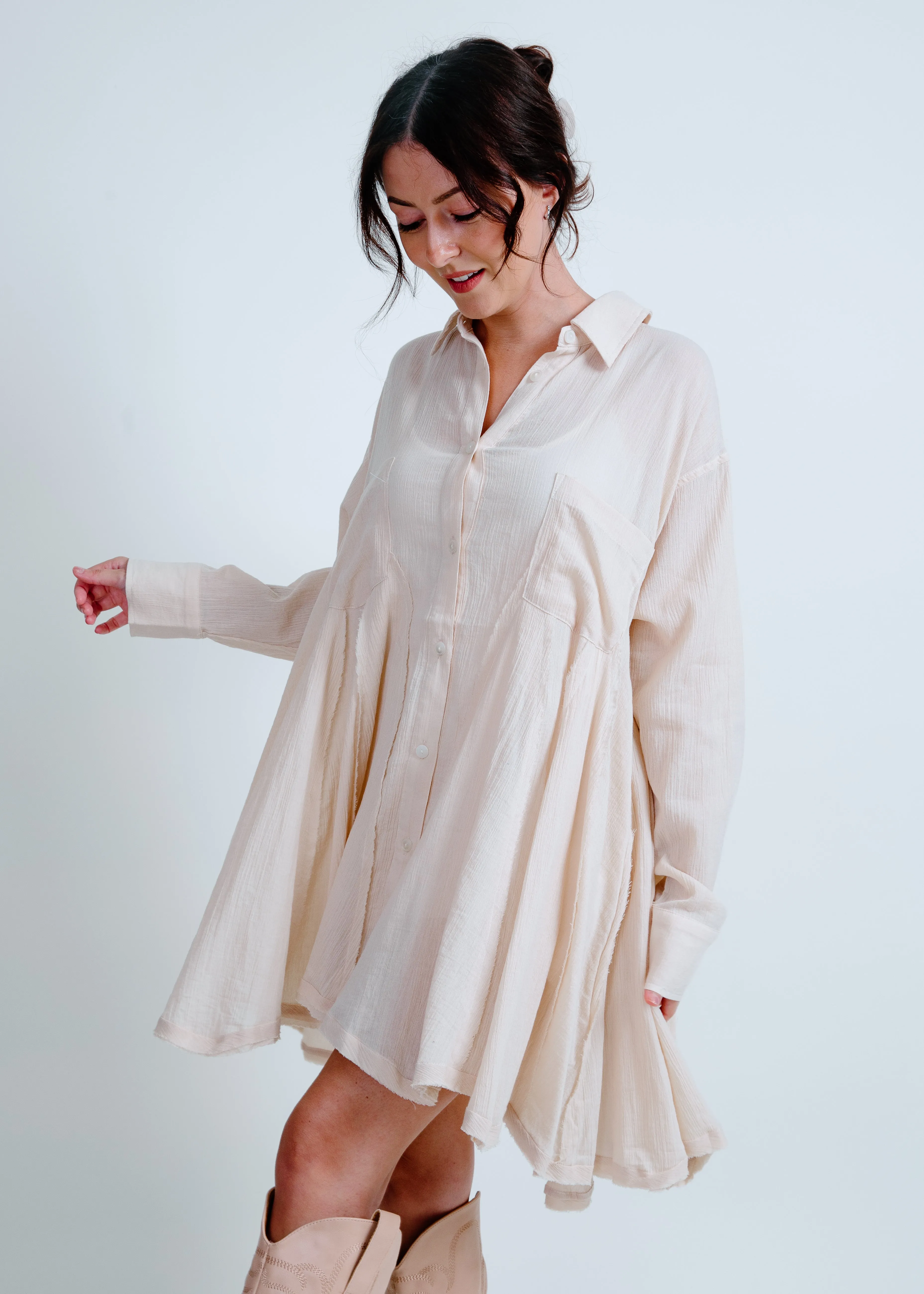 Channing Button Down Tunic - Natural sold by Vinnie Louise product image thumbnail 4