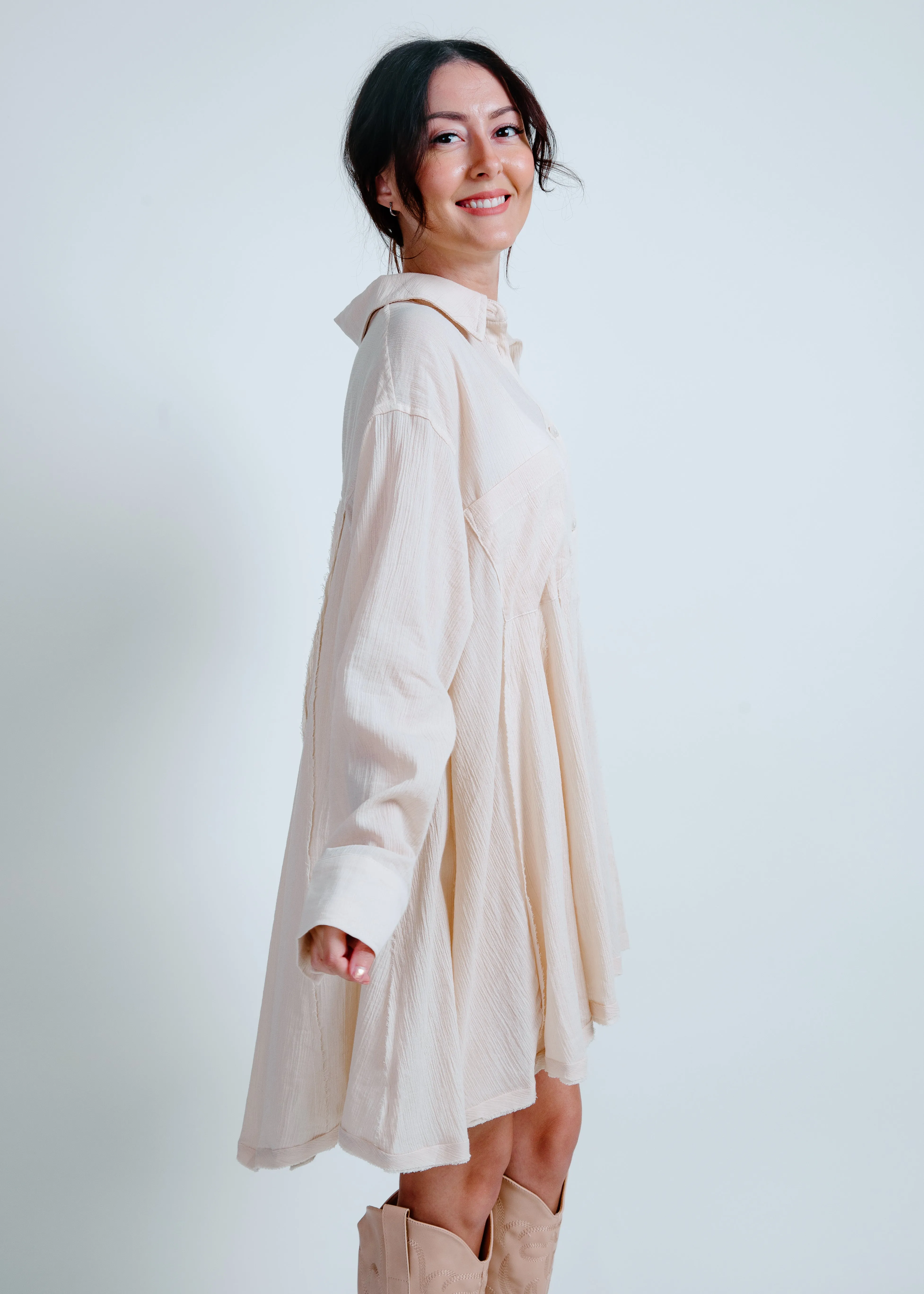 Channing Button Down Tunic - Natural sold by Vinnie Louise product image thumbnail 2