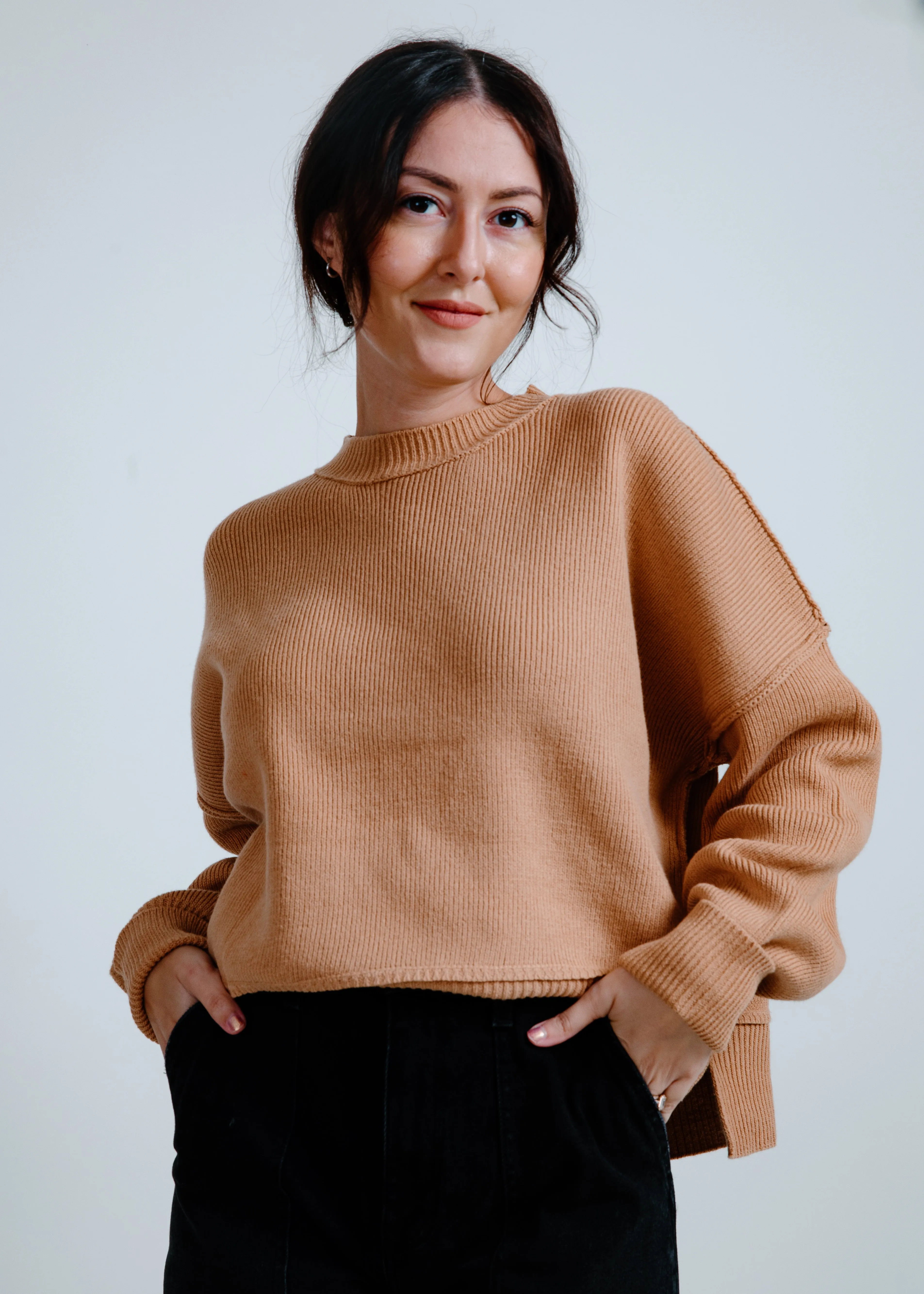 Kelsey Ribbed Sweater - Camel sold by Vinnie Louise