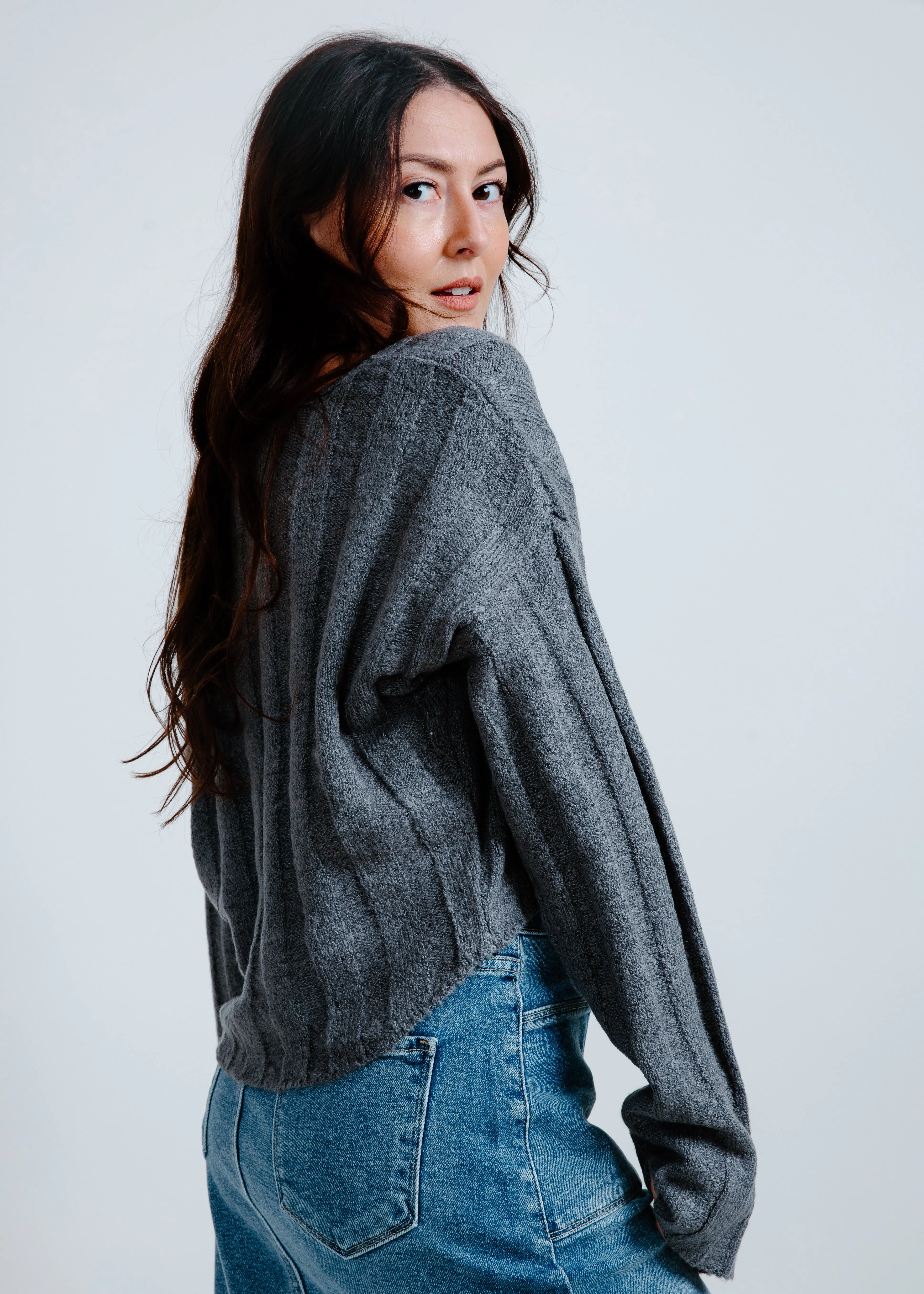 Carly Cropped Sweater - Charcoal sold by Vinnie Louise product image thumbnail 2