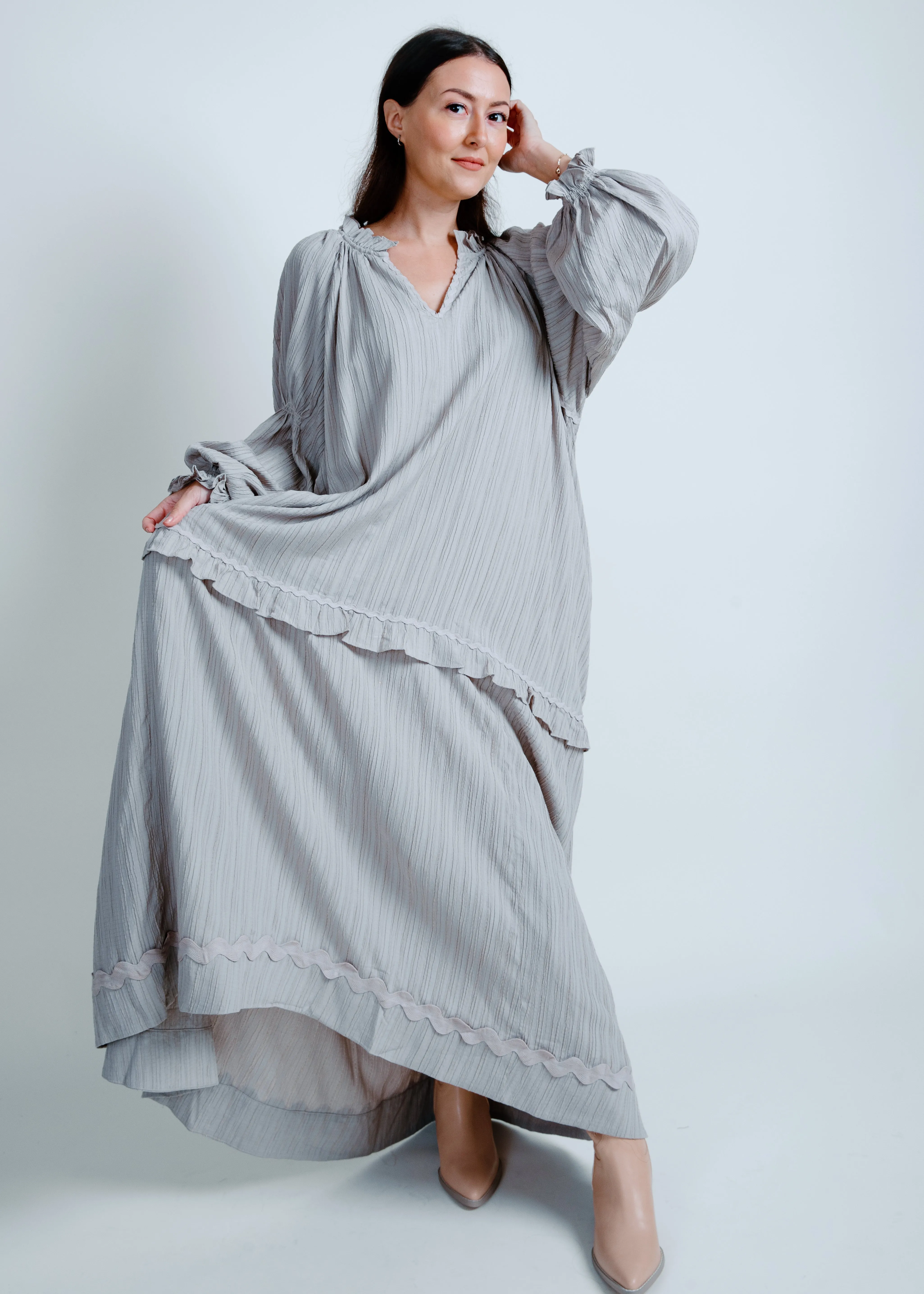 Olivia Midi Dress - Light Mocha sold by Vinnie Louise