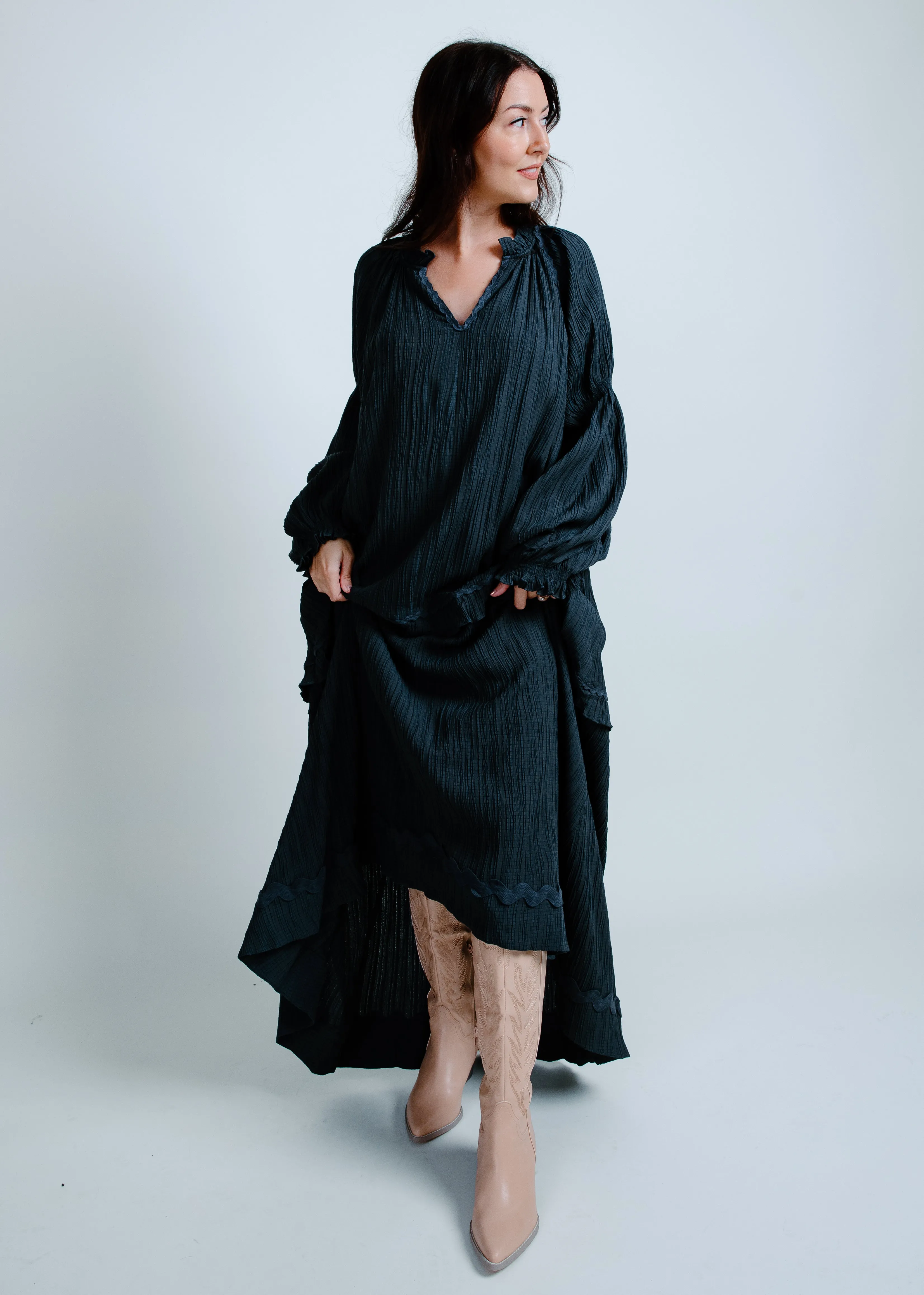 Olivia Midi Dress - Charcoal sold by Vinnie Louise