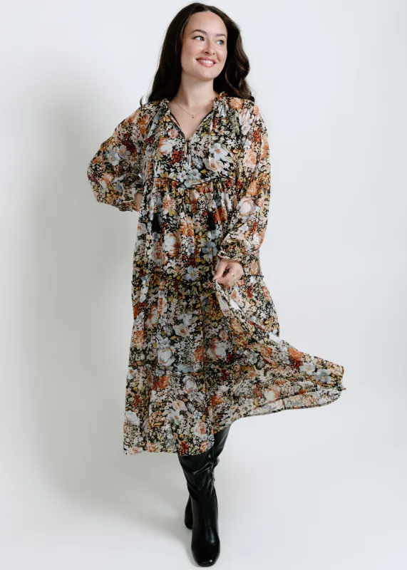 Rosemary Floral V-Neck Chiffon Midi Dress sold by Vinnie Louise