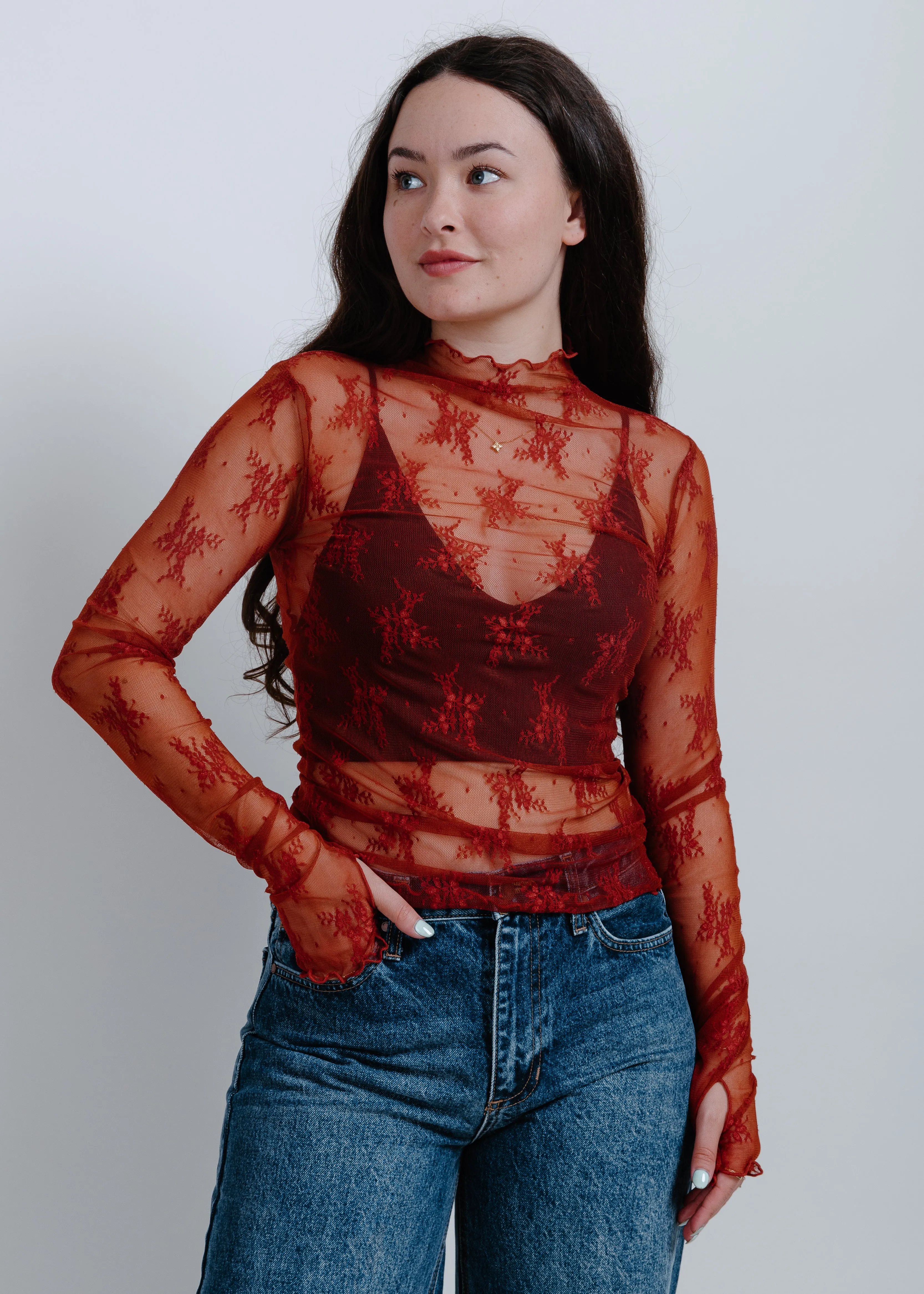 Liana Lace Top - Red sold by Vinnie Louise