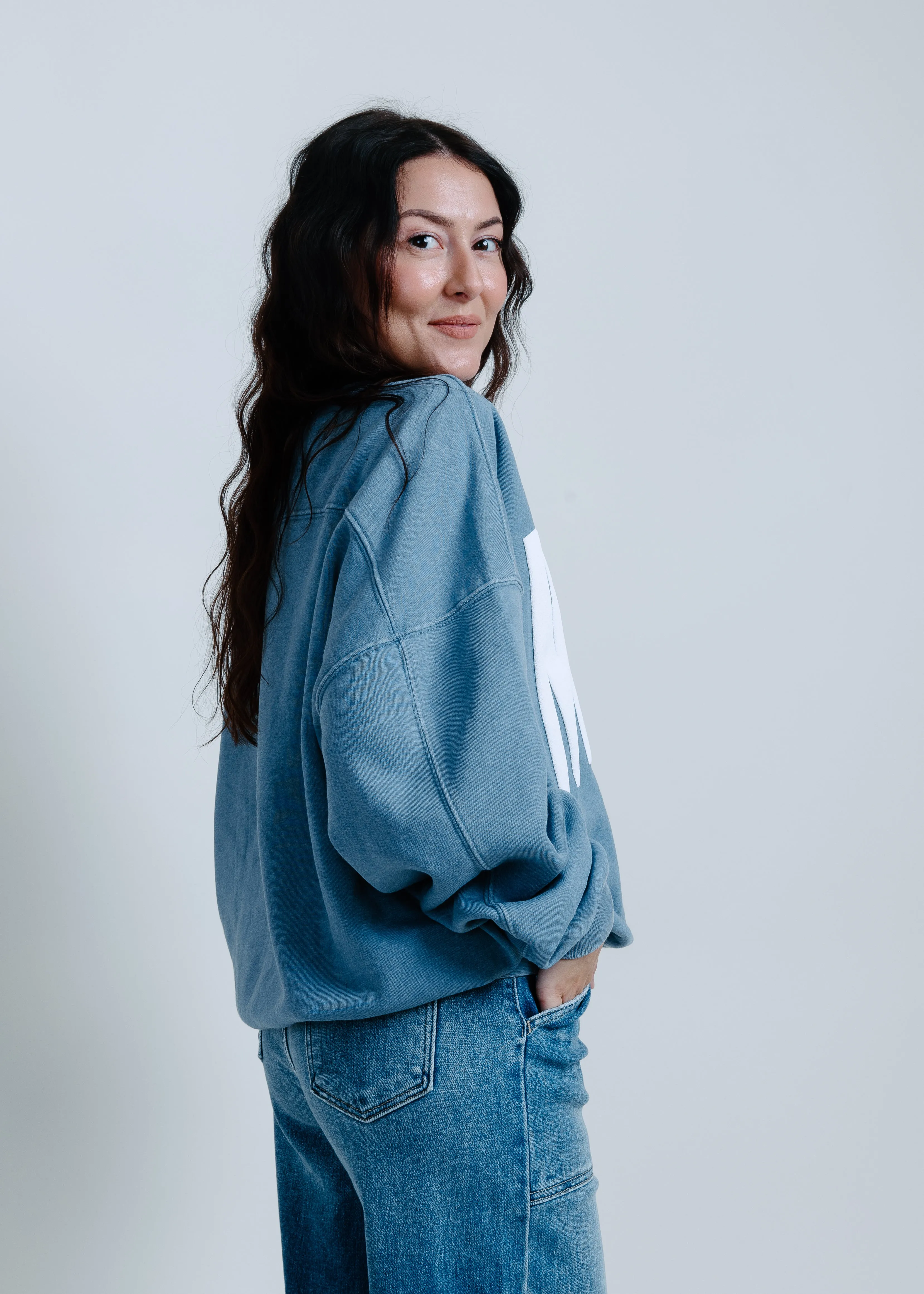 NASH Oversized Burnout Crewneck - Blue sold by Vinnie Louise product image thumbnail 4