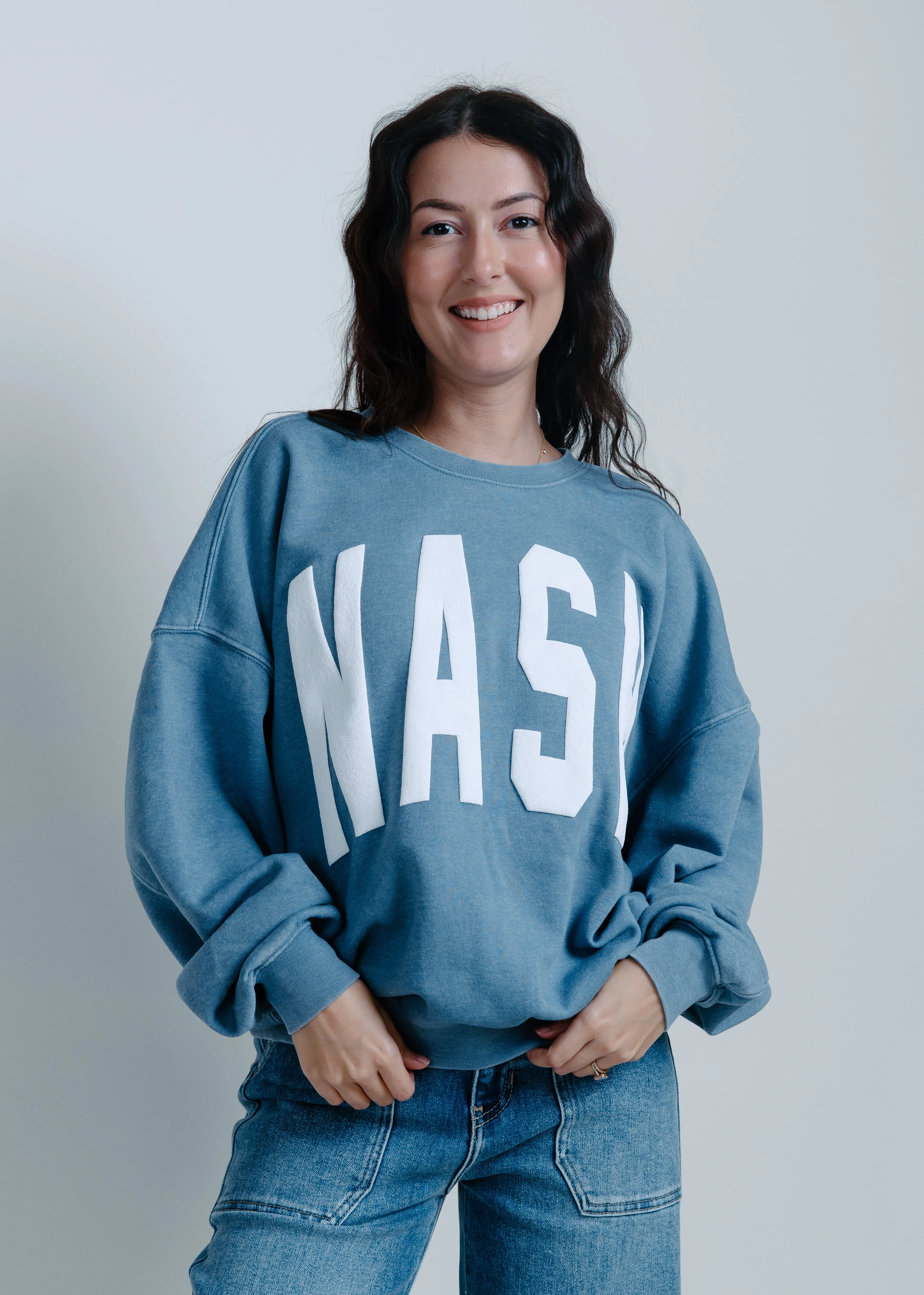 NASH Oversized Burnout Crewneck - Blue sold by Vinnie Louise product image thumbnail 5