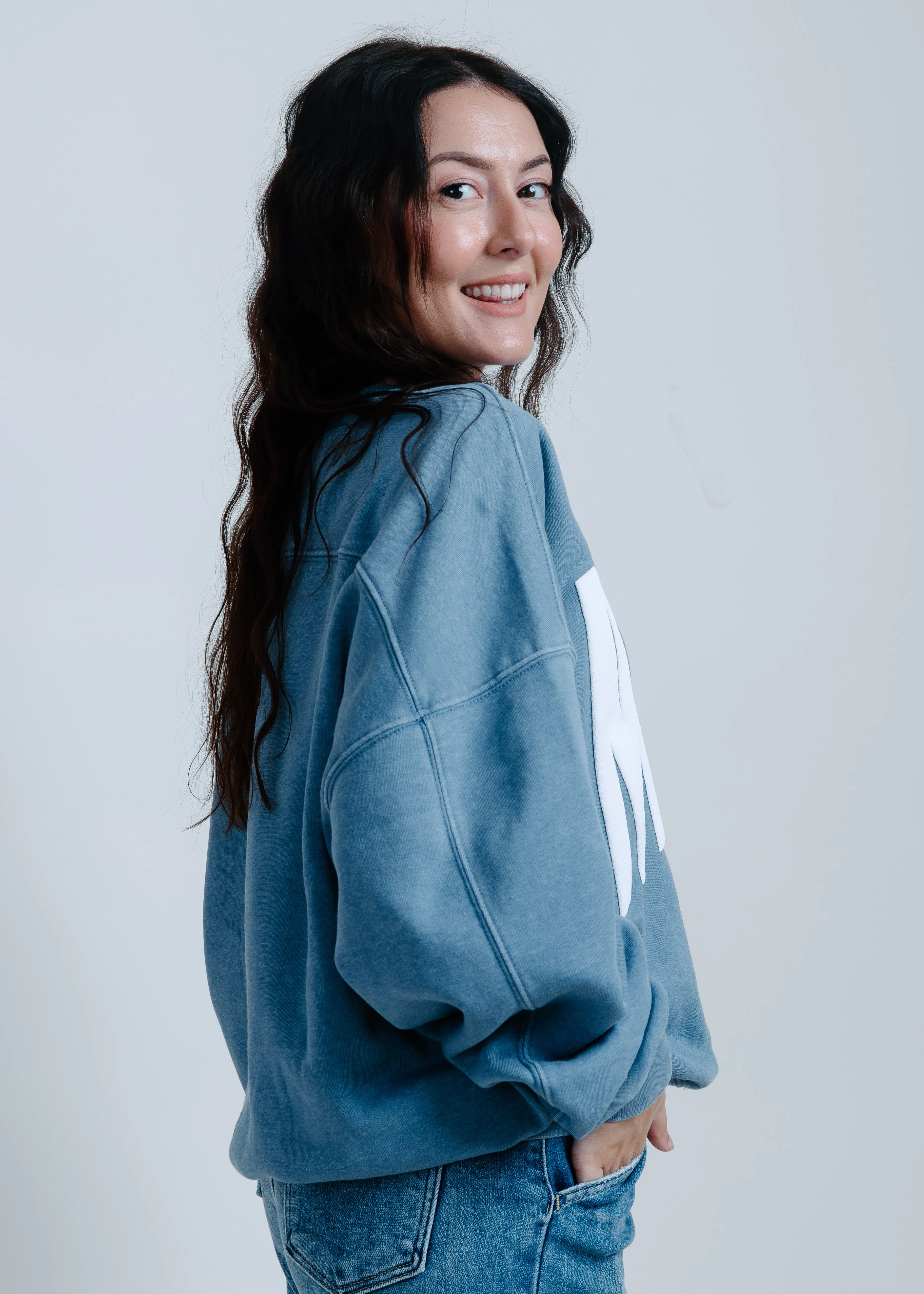 NASH Oversized Burnout Crewneck - Blue sold by Vinnie Louise product image thumbnail 2