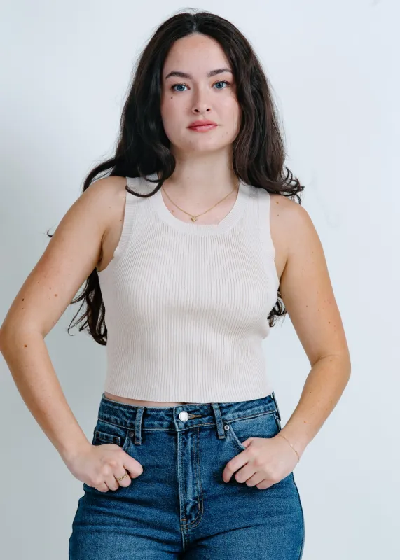 Hailey Ribbed Tank - Cream sold by Vinnie Louise