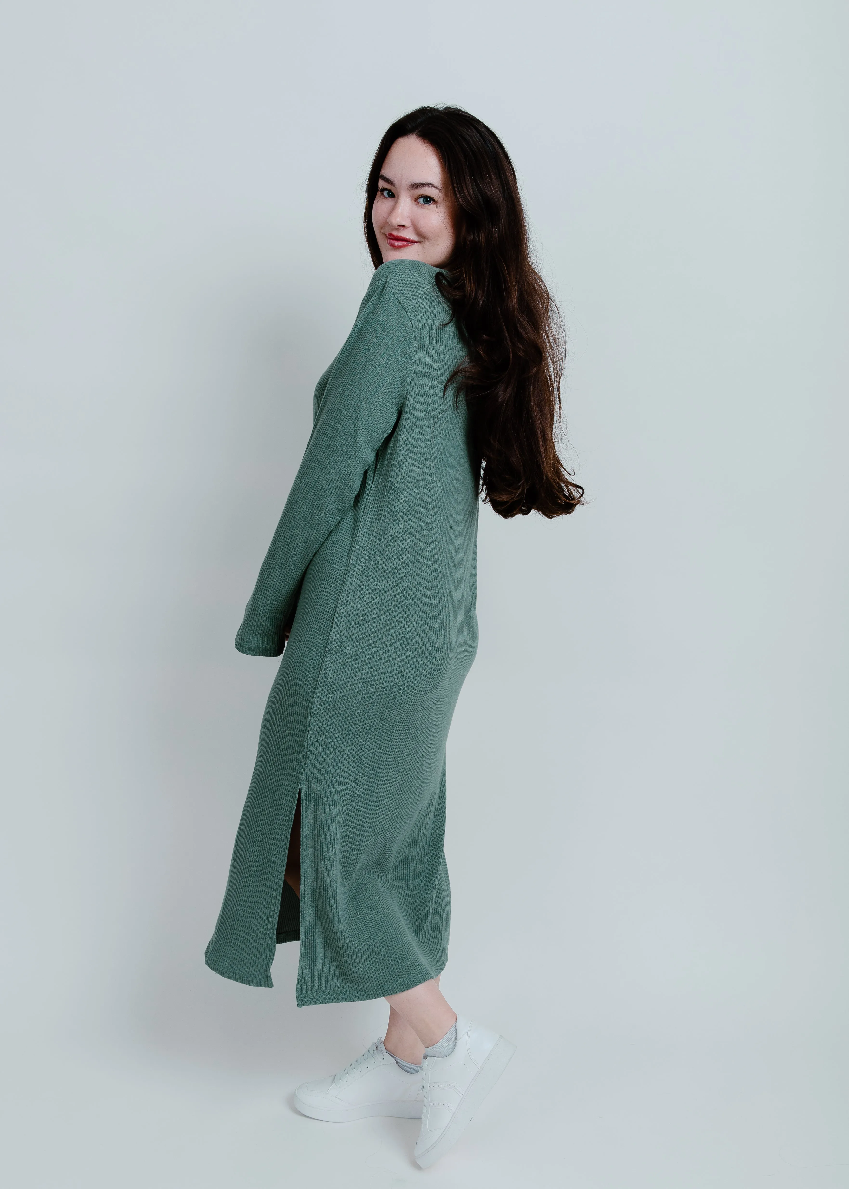 Camila Long Sleeve Midi Dress - Green sold by Vinnie Louise product image thumbnail 2