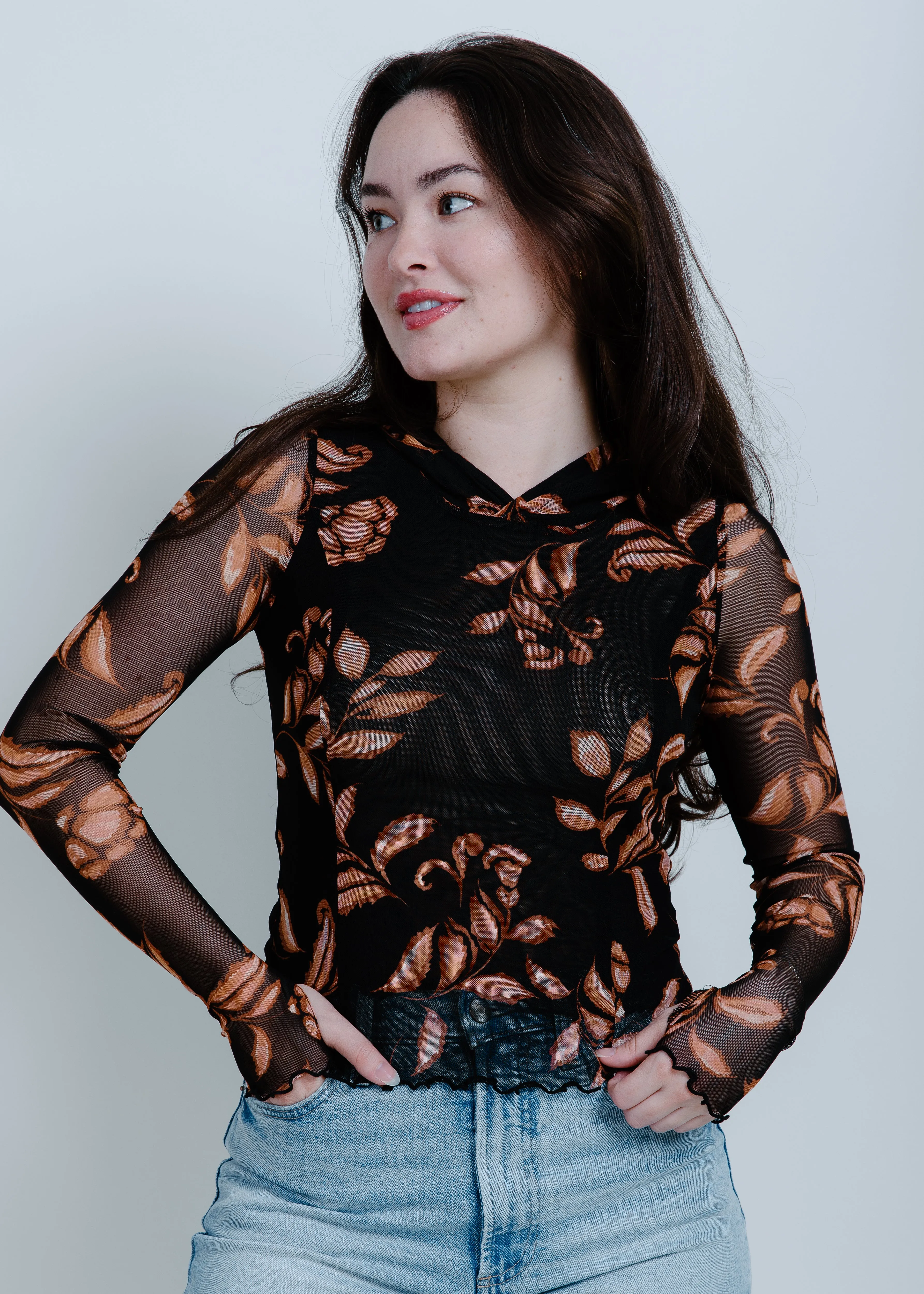Meredith Floral Mesh Top sold by Vinnie Louise