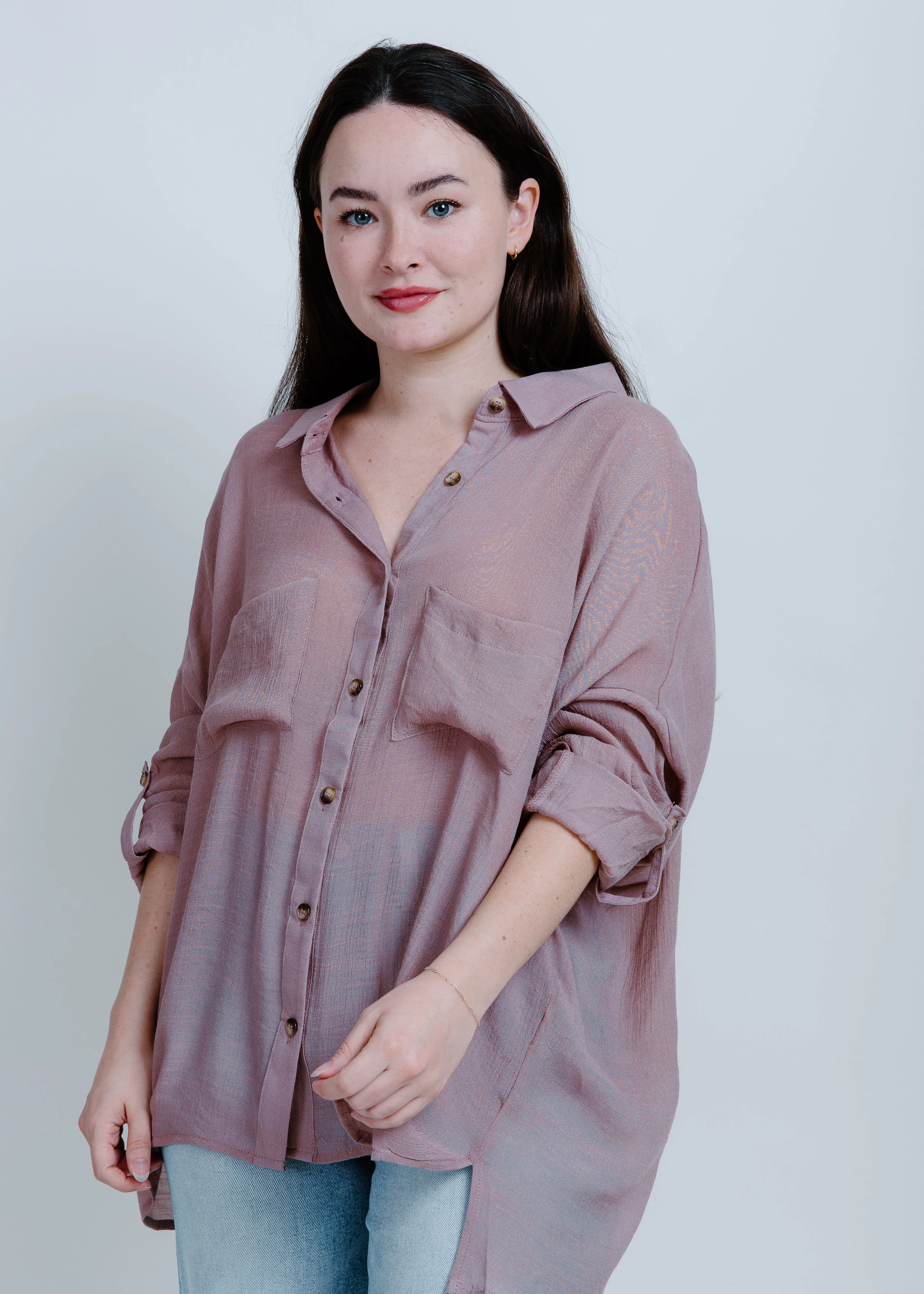 Gianna Button Up Shirt - Mauve sold by Vinnie Louise product image thumbnail 4