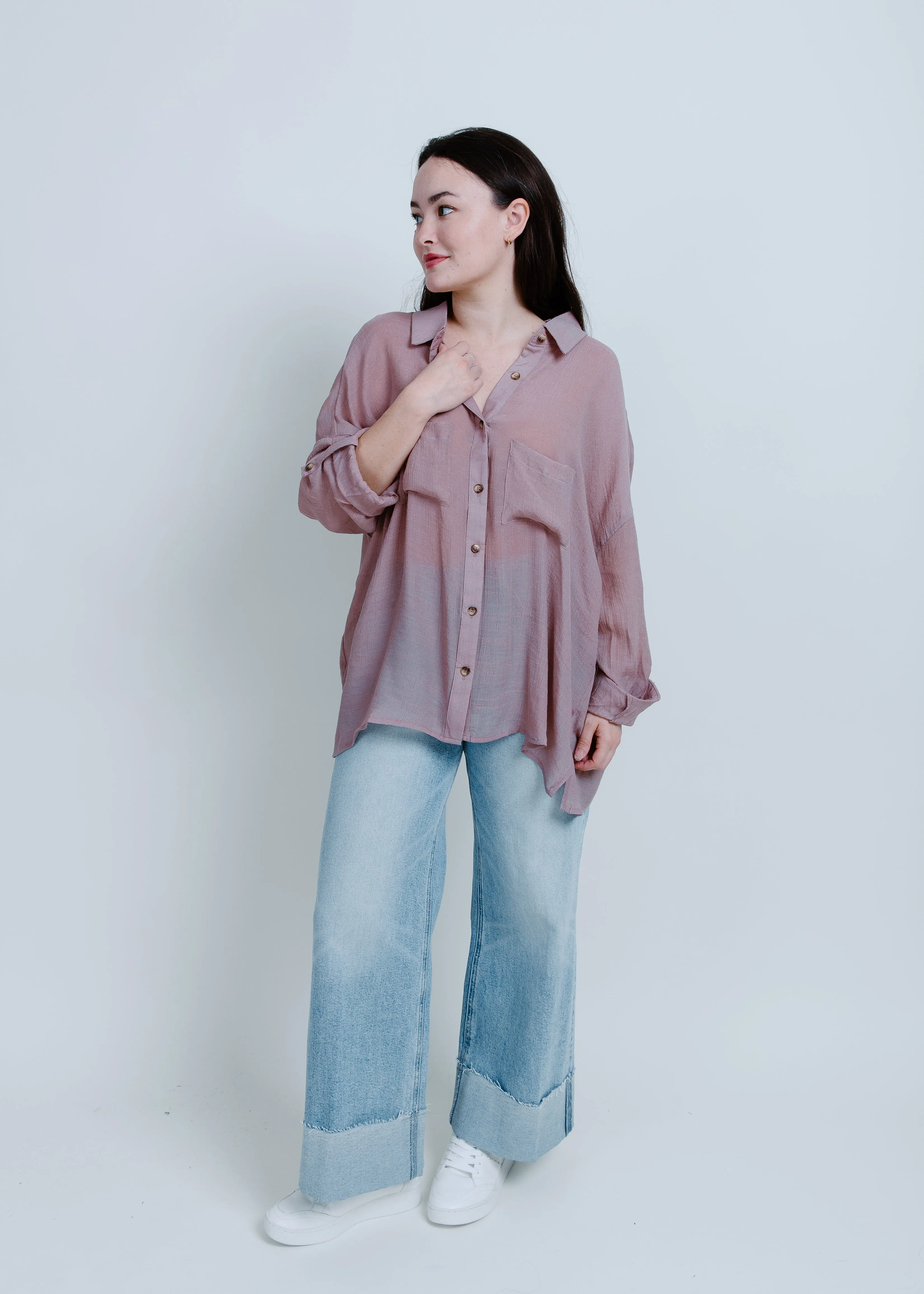 Gianna Button Up Shirt - Mauve sold by Vinnie Louise