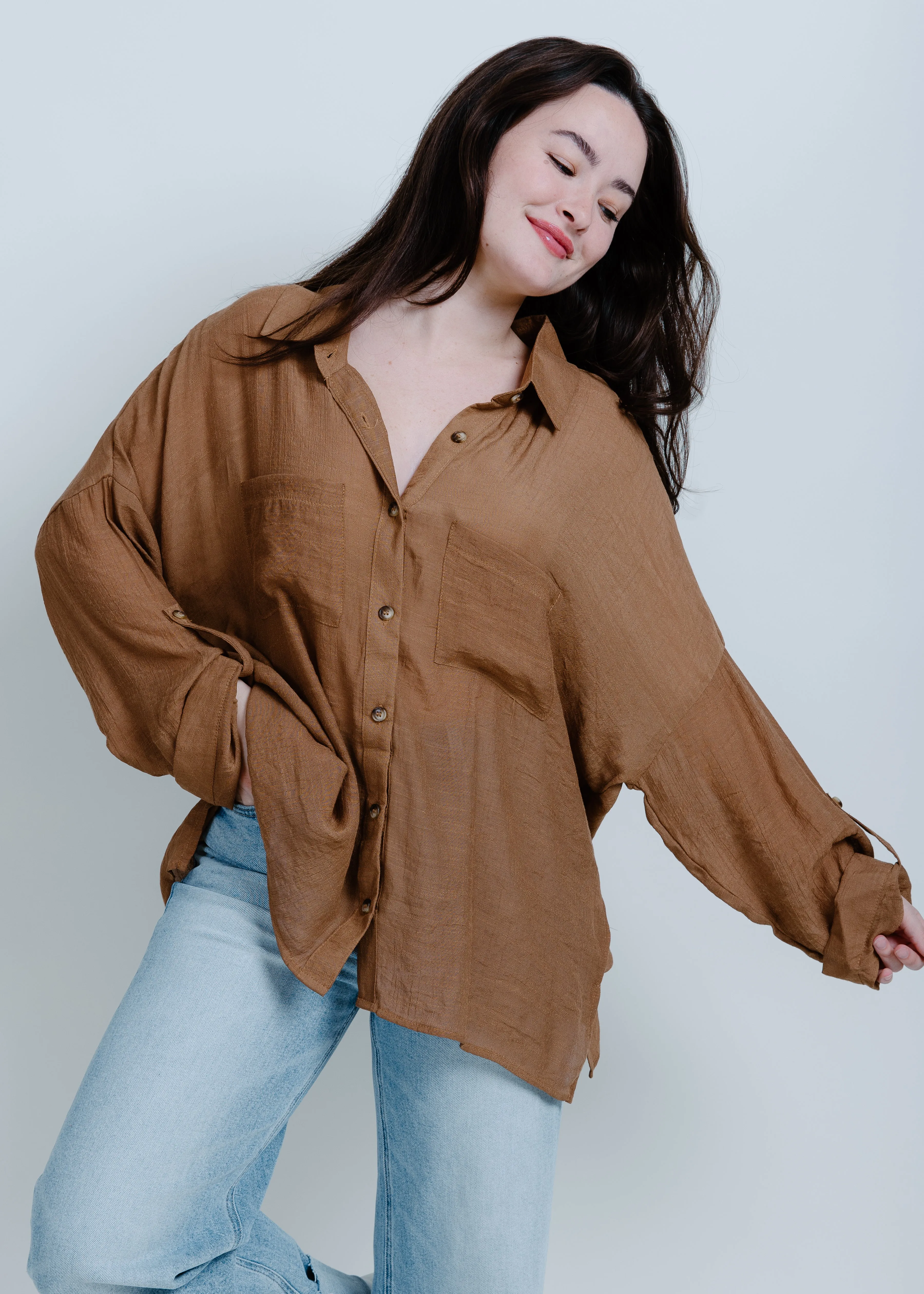 Gianna Button Up Shirt - Camel sold by Vinnie Louise product image thumbnail 4