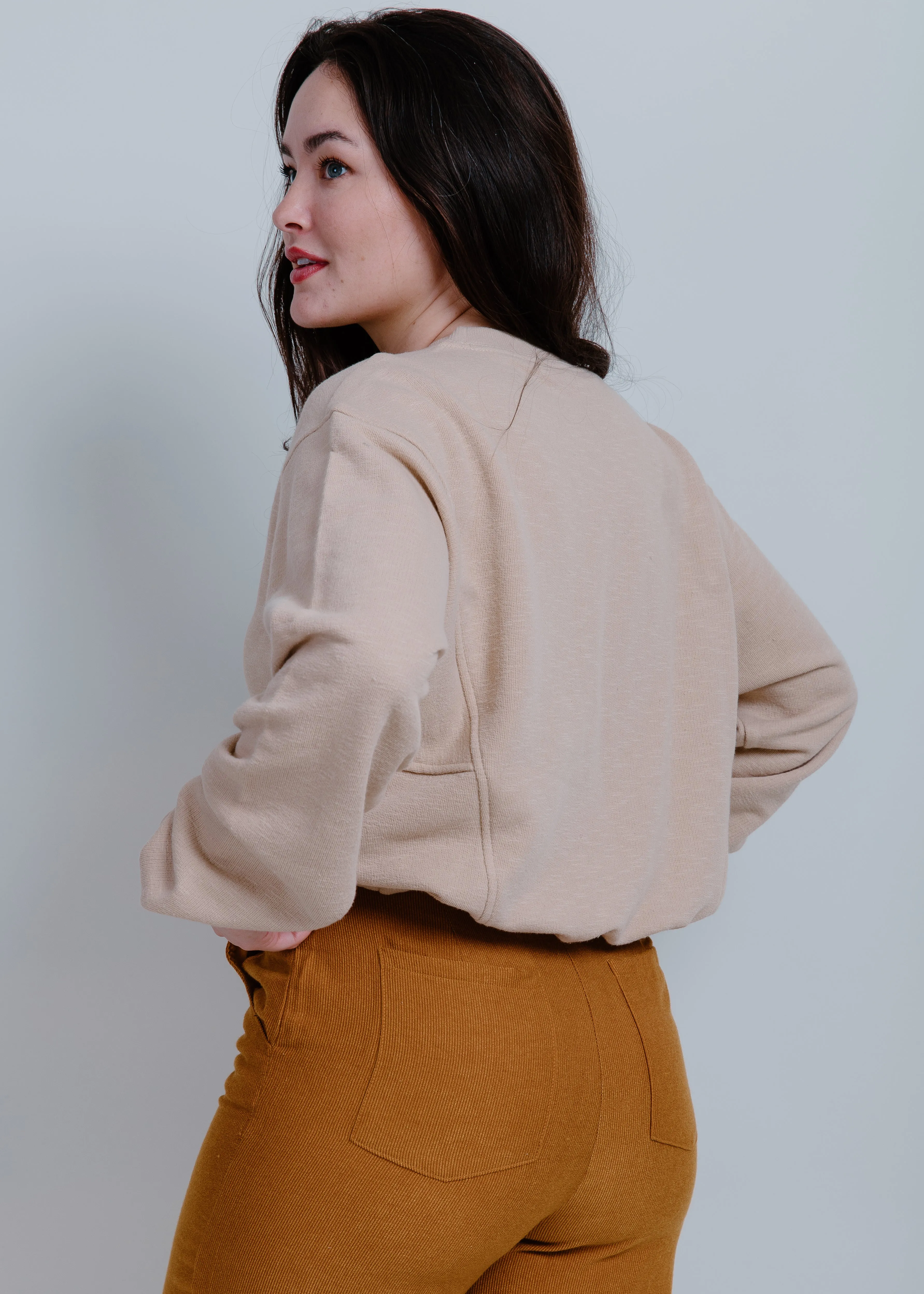 Daphne Cropped Crewneck - Taupe sold by Vinnie Louise product image thumbnail 3