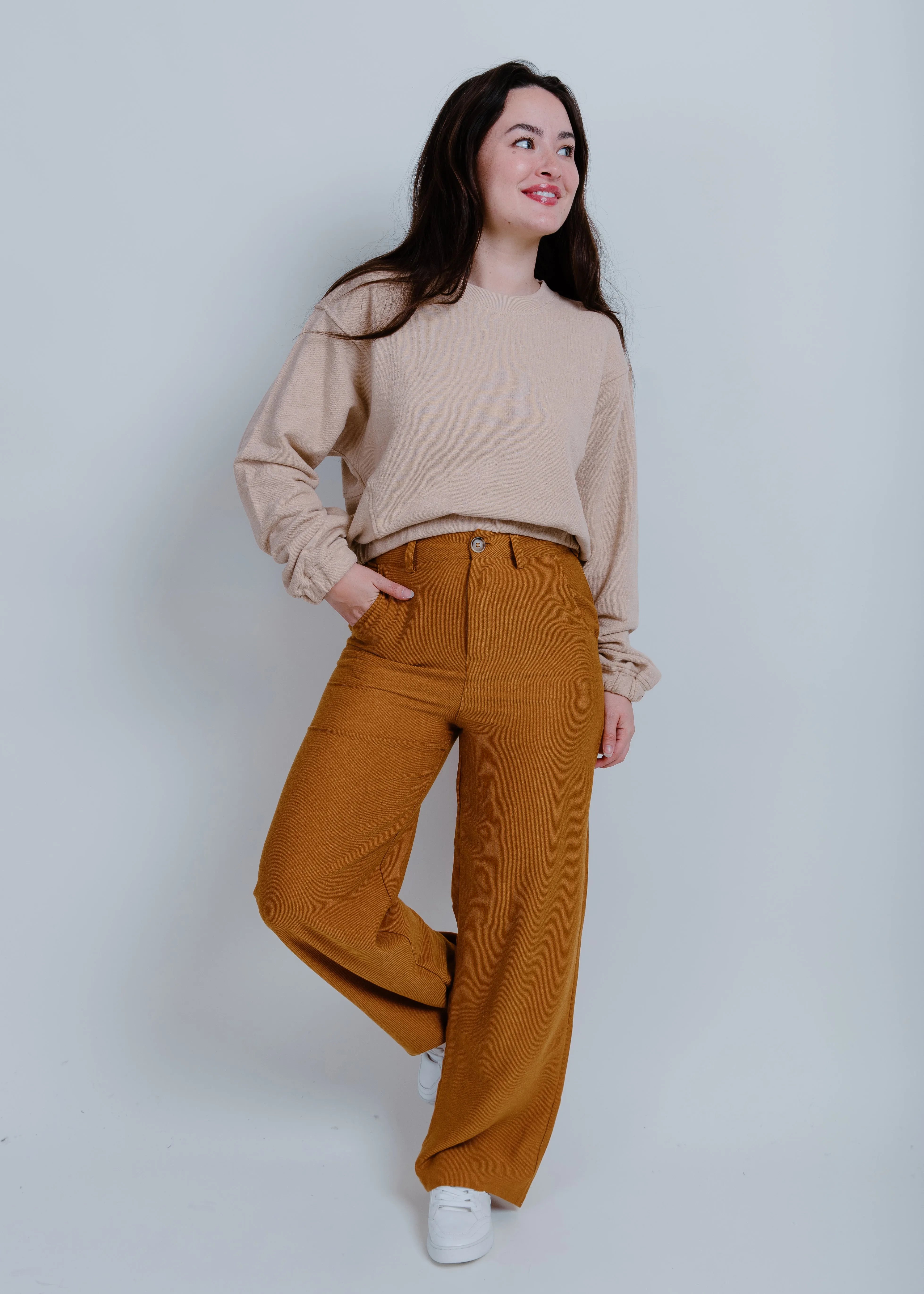 Daphne Cropped Crewneck - Taupe sold by Vinnie Louise product image thumbnail 4