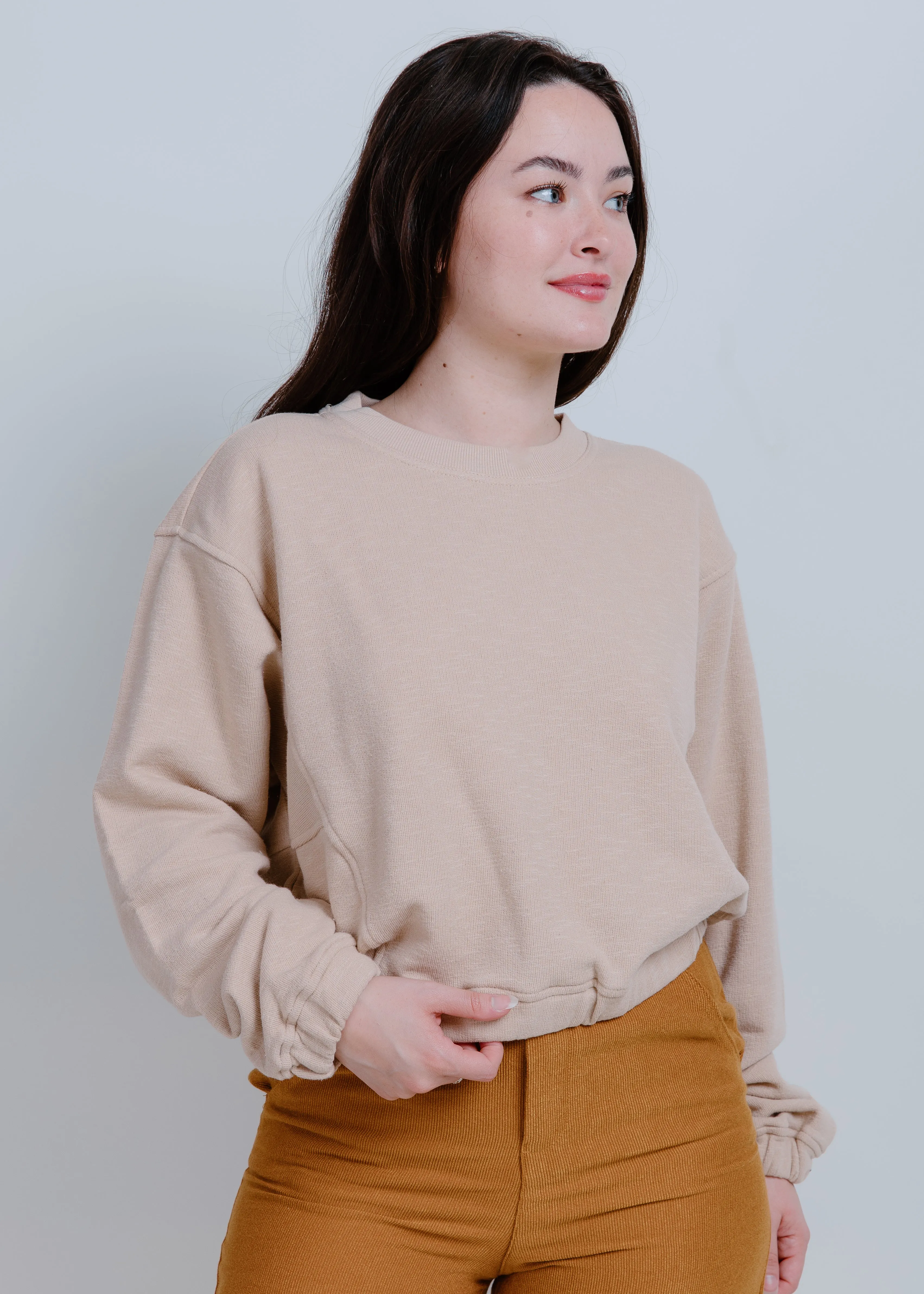 Daphne Cropped Crewneck - Taupe sold by Vinnie Louise product image thumbnail 5