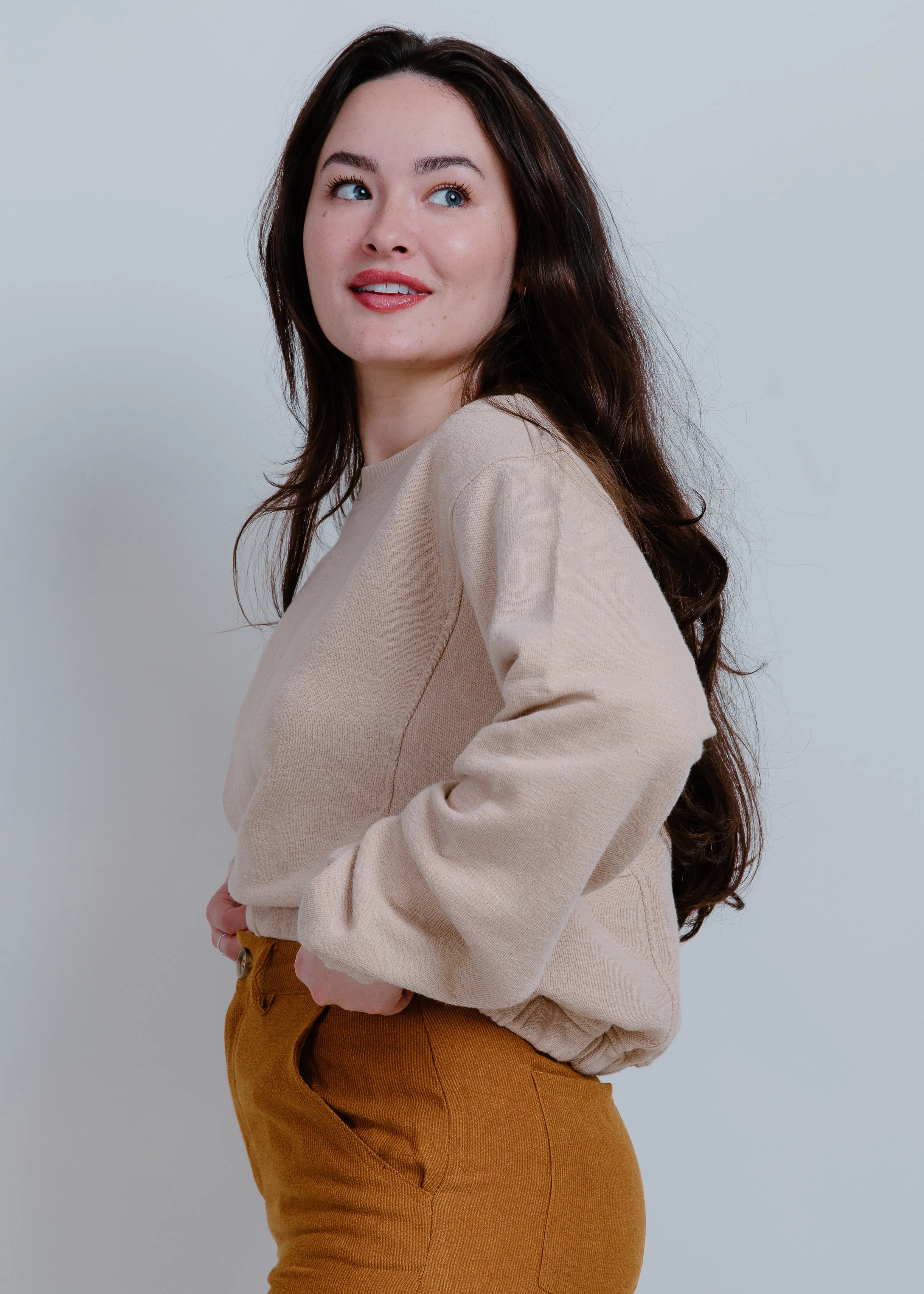 Daphne Cropped Crewneck - Taupe sold by Vinnie Louise product image thumbnail 2