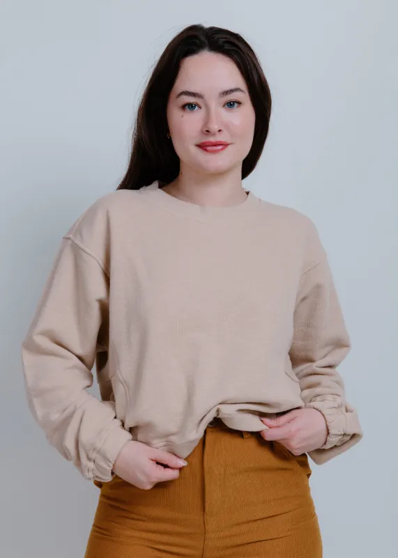 Daphne Cropped Crewneck - Taupe sold by Vinnie Louise
