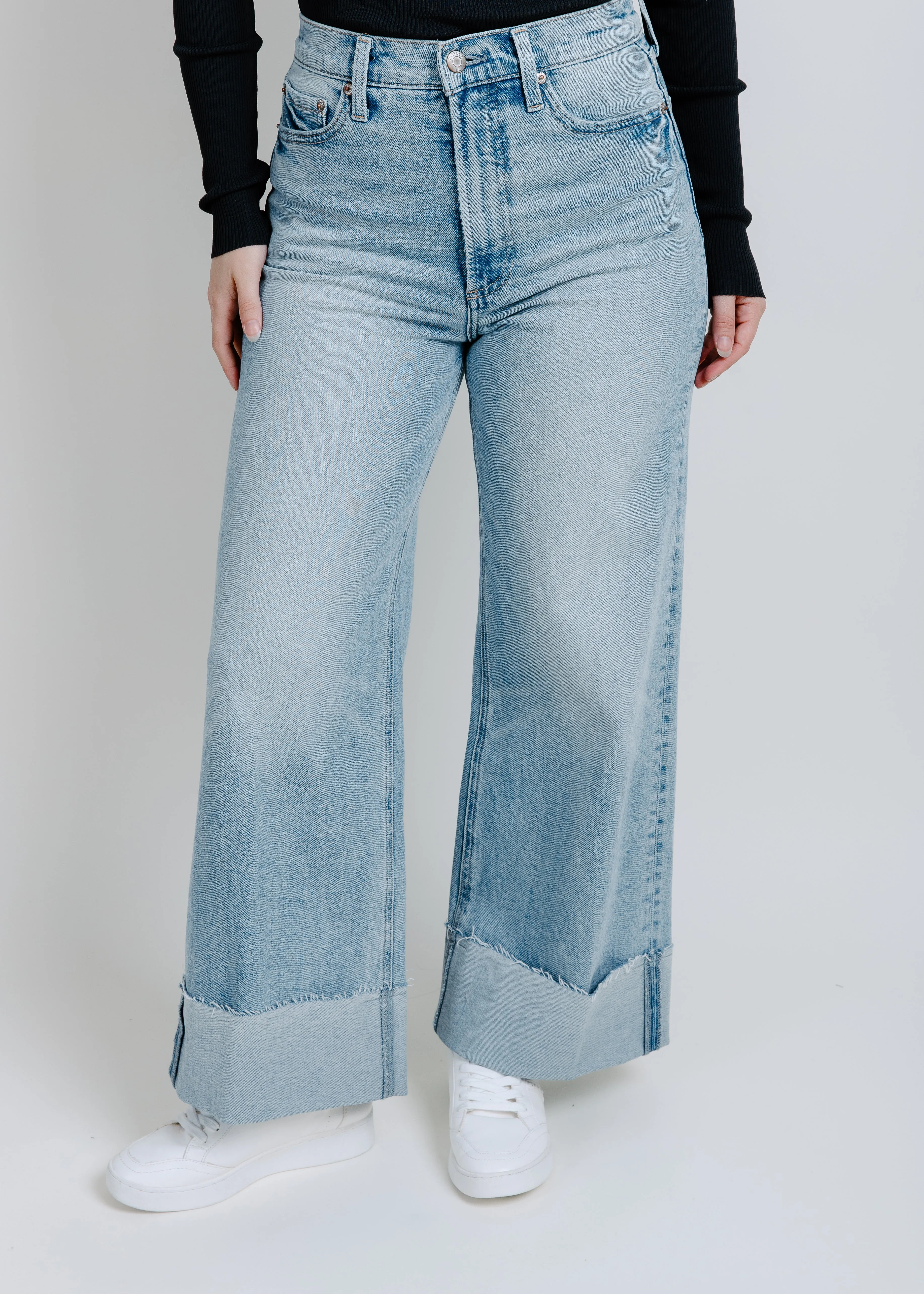 Lana Cuffed High Rise Ultra Wide - Snowcat sold by Vinnie Louise