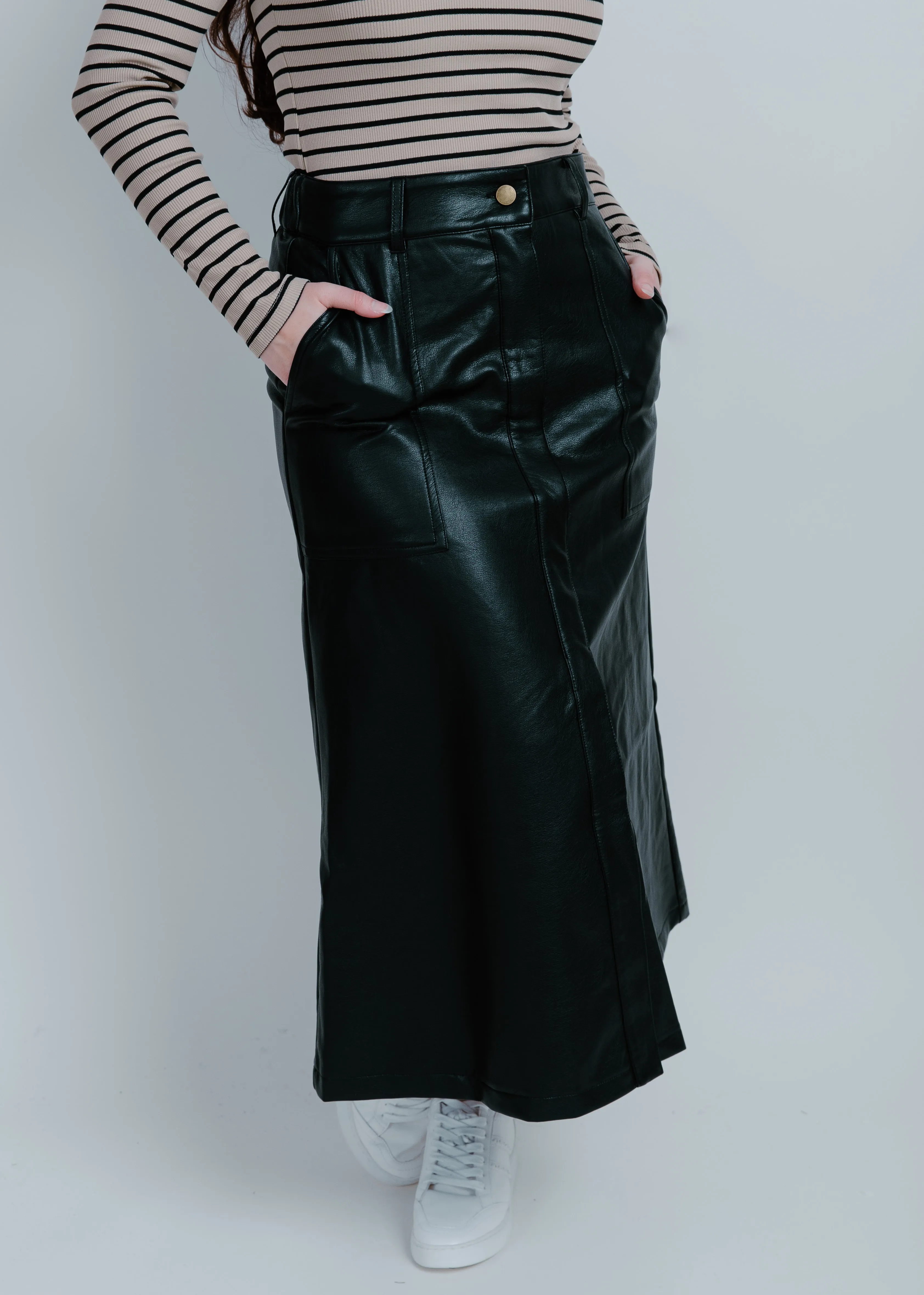 Lena Faux Leather Midi Skirt sold by Vinnie Louise product image thumbnail 5