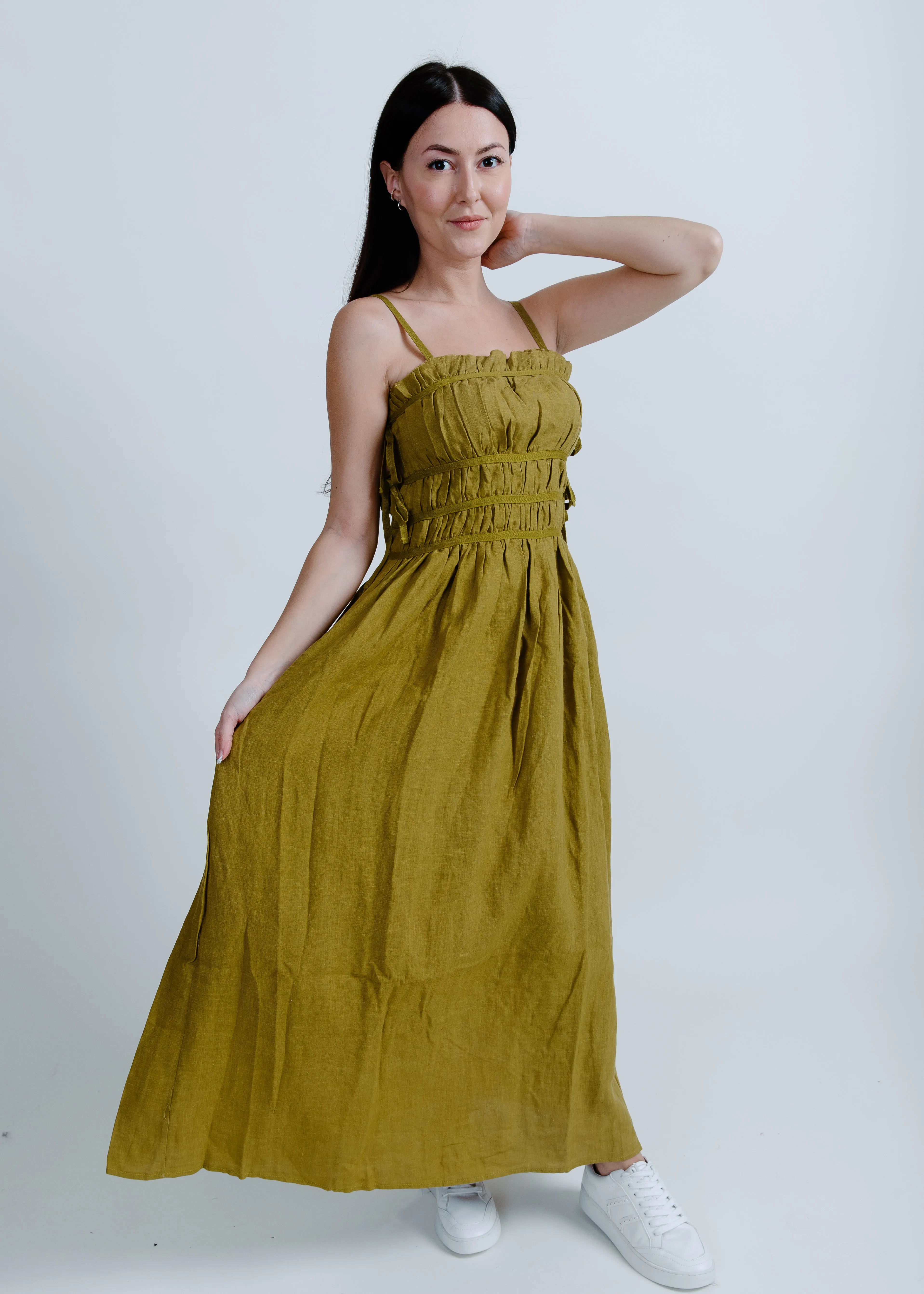 Gabrielle Midi Dress - Olive sold by Vinnie Louise