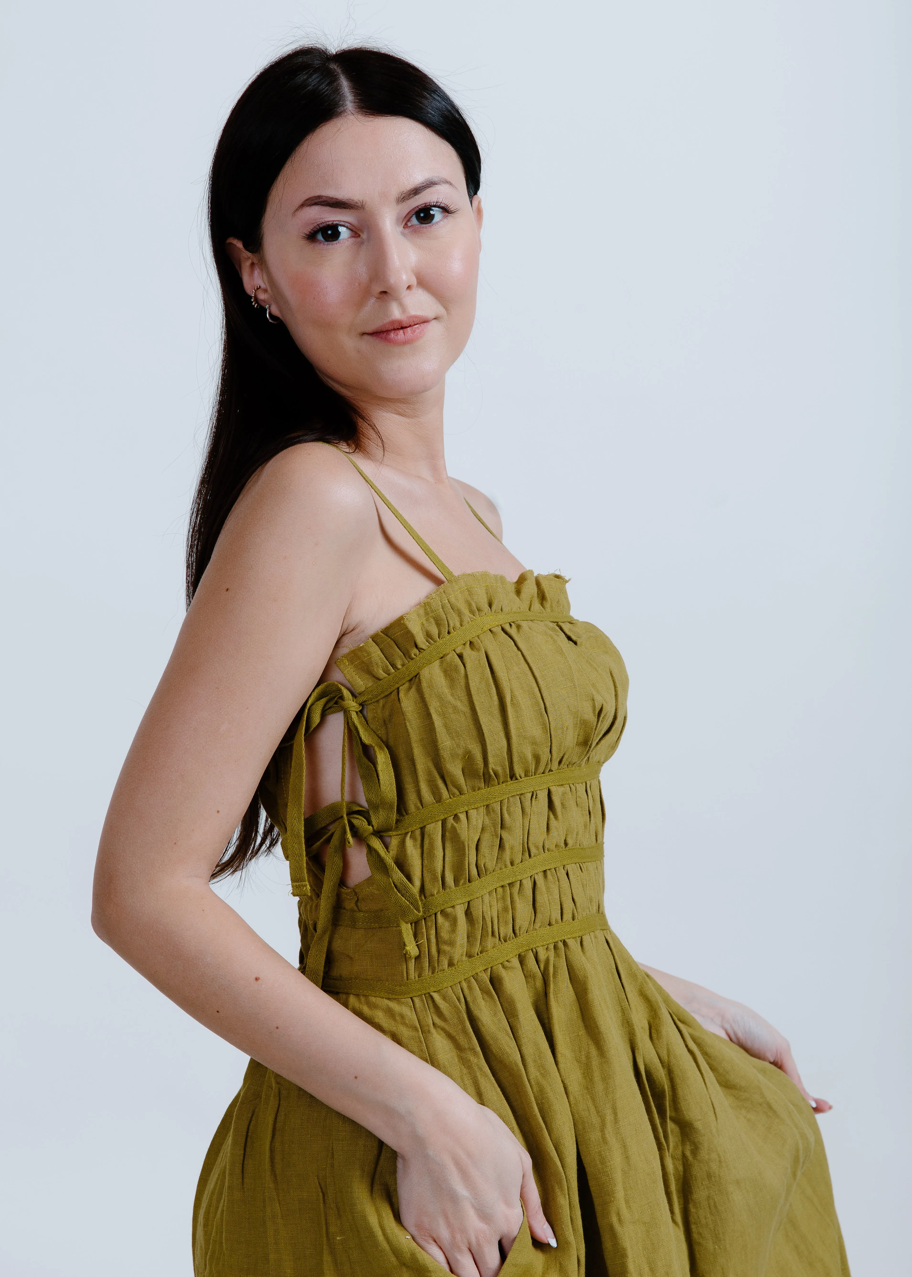 Gabrielle Midi Dress - Olive sold by Vinnie Louise product image thumbnail 5