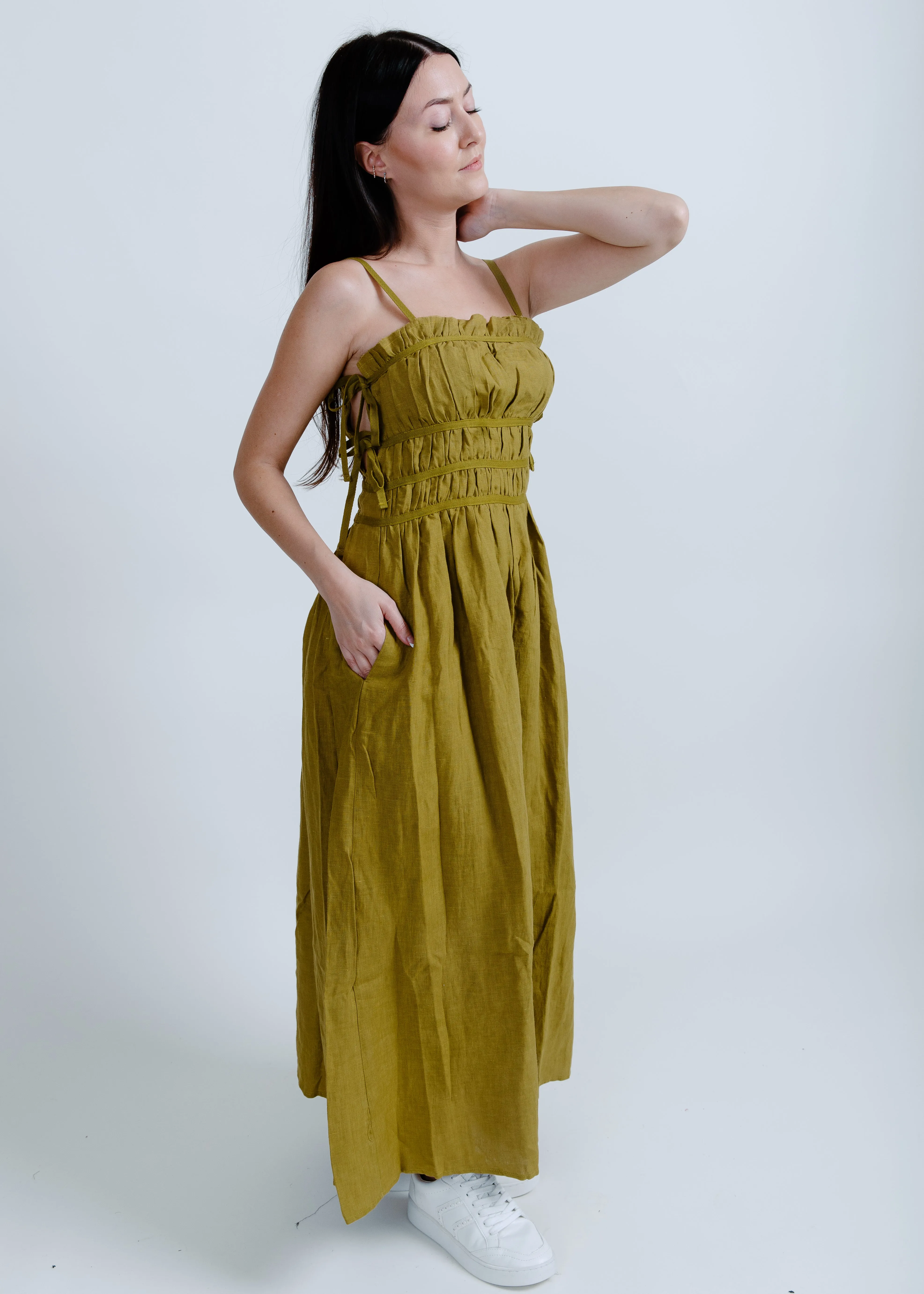 Gabrielle Midi Dress - Olive sold by Vinnie Louise product image thumbnail 2