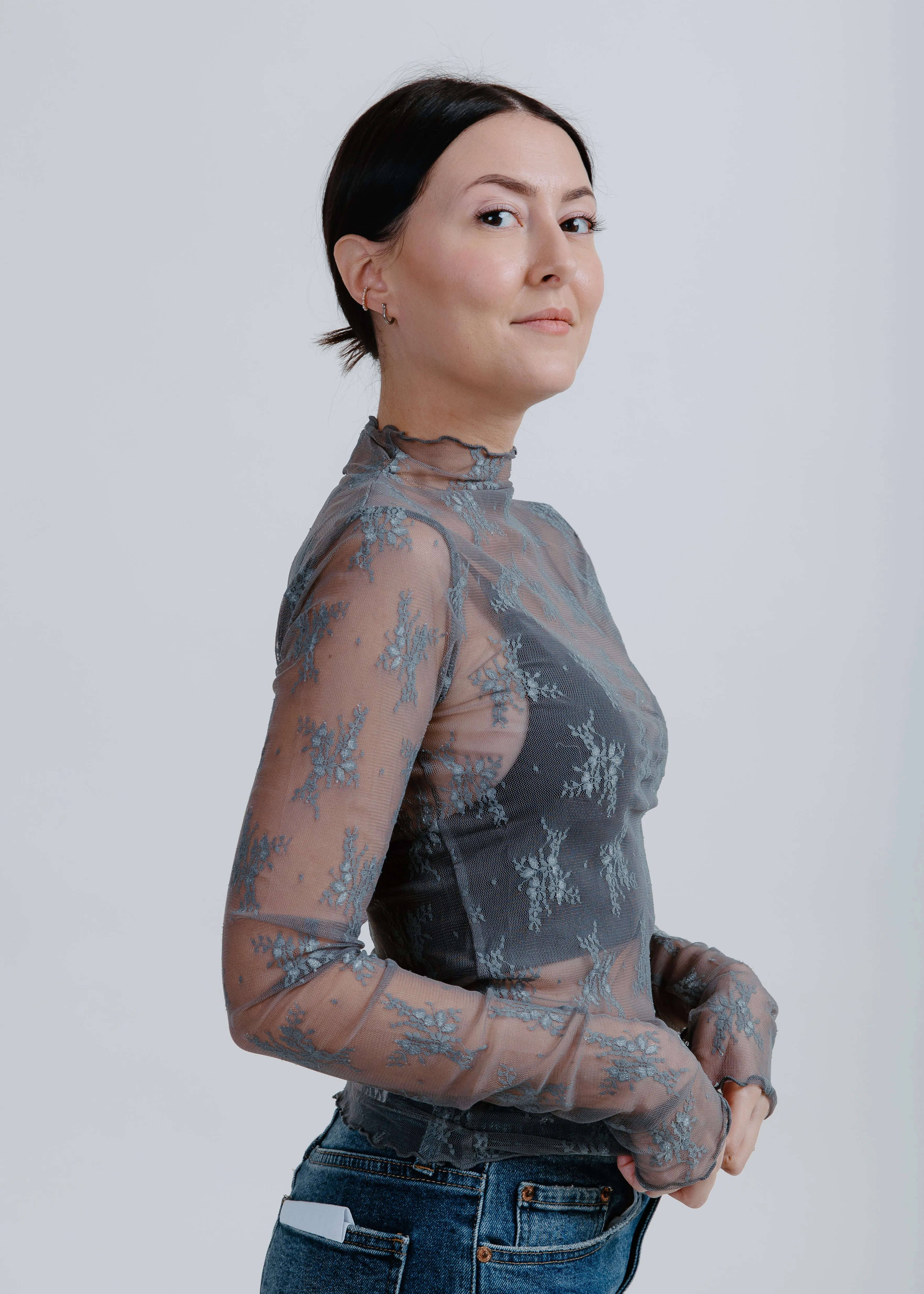 Liana Lace Top - Slate sold by Vinnie Louise product image thumbnail 2