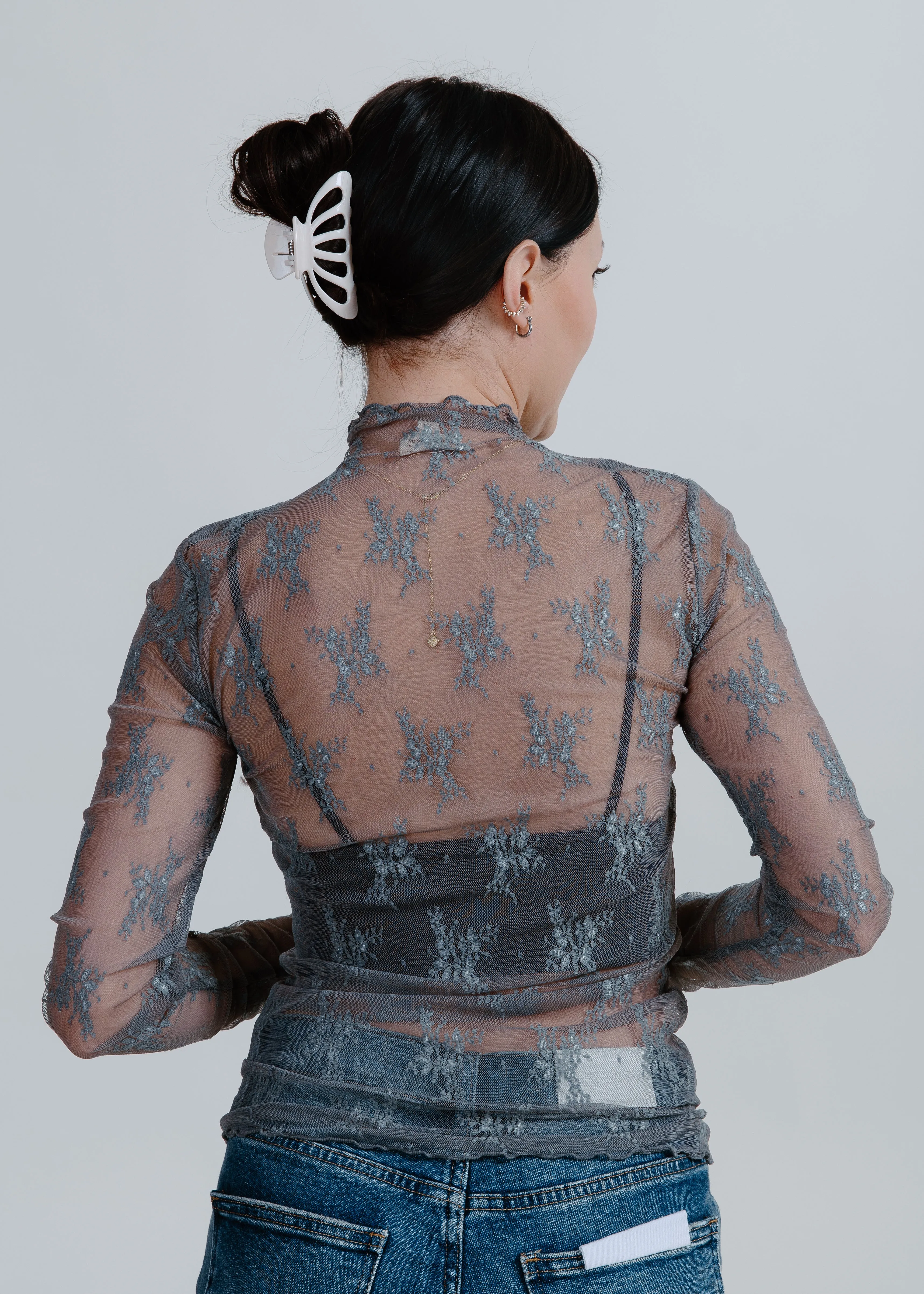 Liana Lace Top - Slate sold by Vinnie Louise product image thumbnail 3