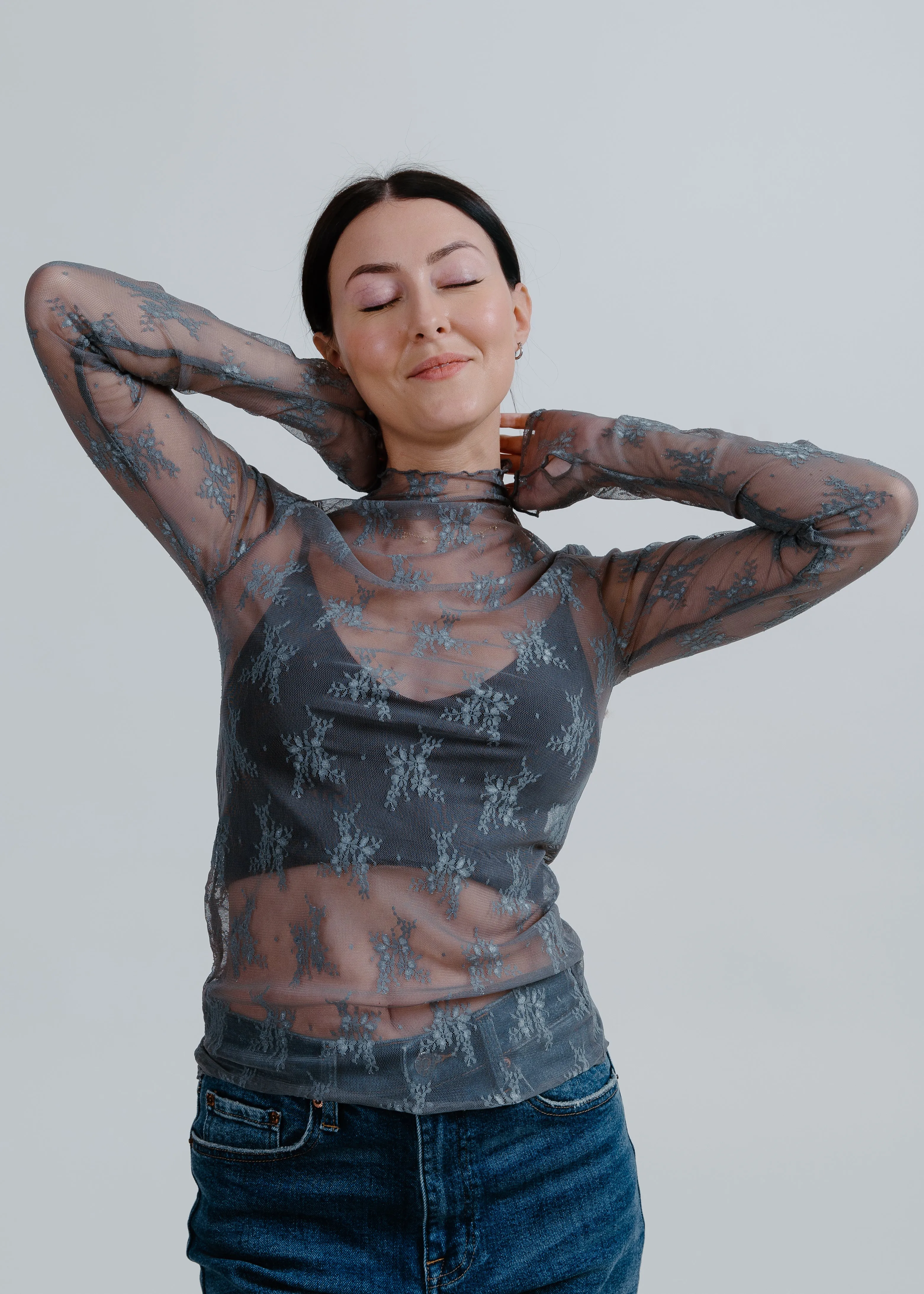 Liana Lace Top - Slate sold by Vinnie Louise product image thumbnail 5