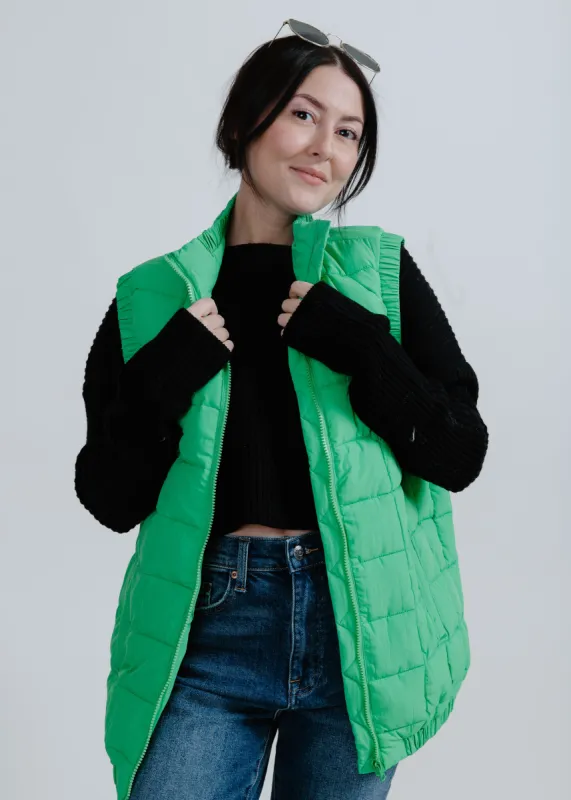 Holly Jolly Puffer Vest - Green sold by Vinnie Louise