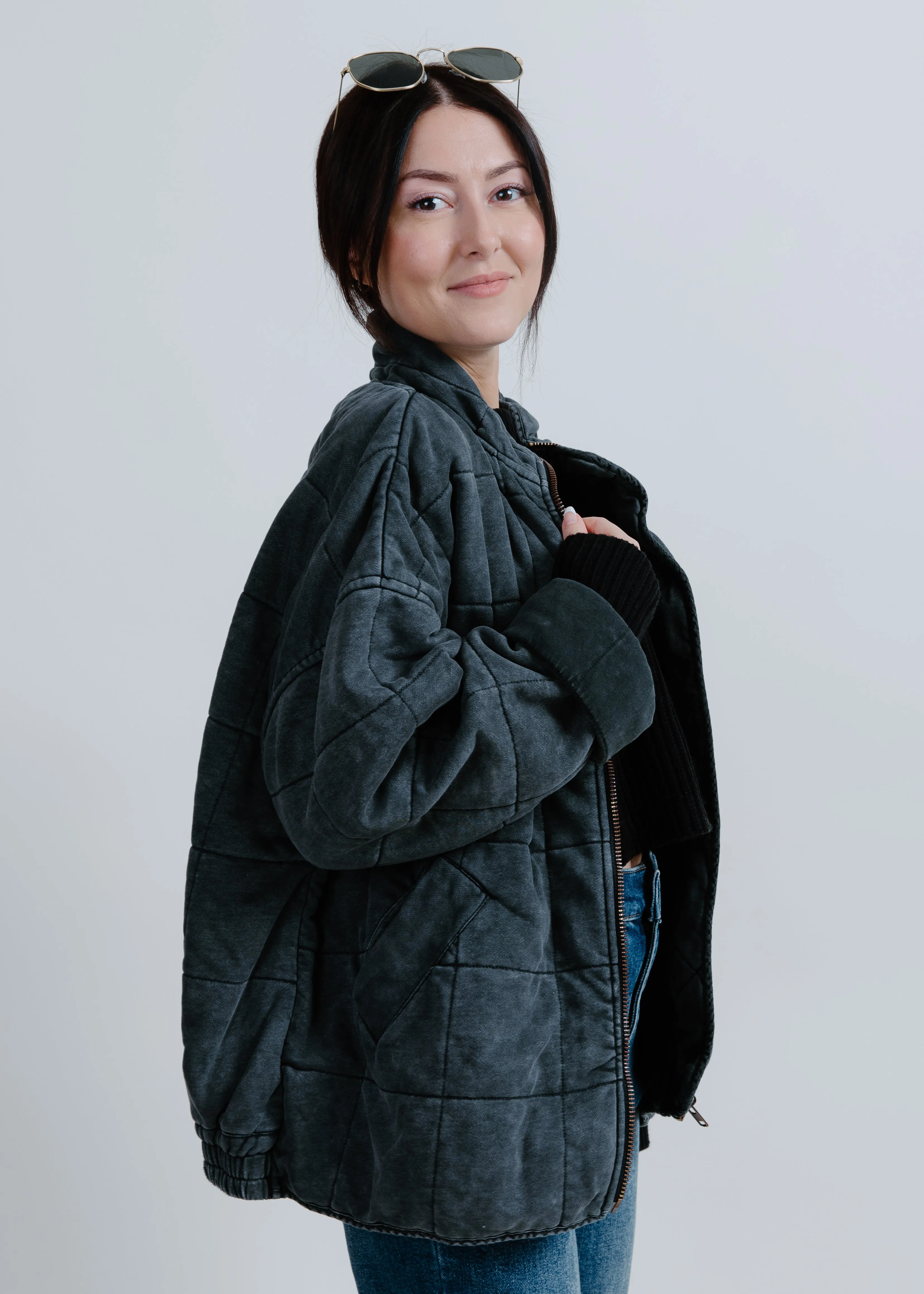 Bobbi Quilted Jacket - Charcoal sold by Vinnie Louise product image thumbnail 2