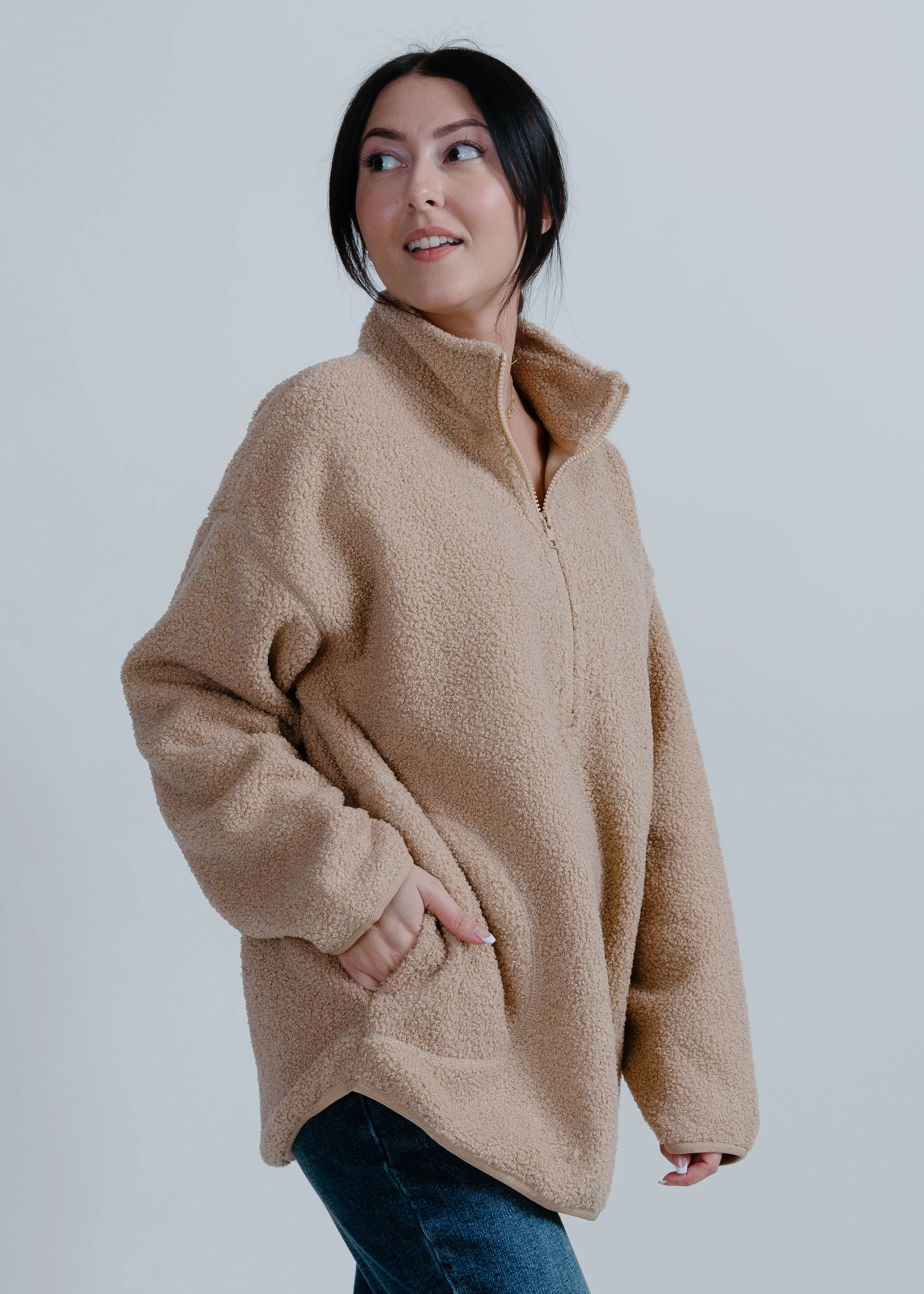 Tiara Sherpa Zip Up - Taupe sold by Vinnie Louise product image thumbnail 4