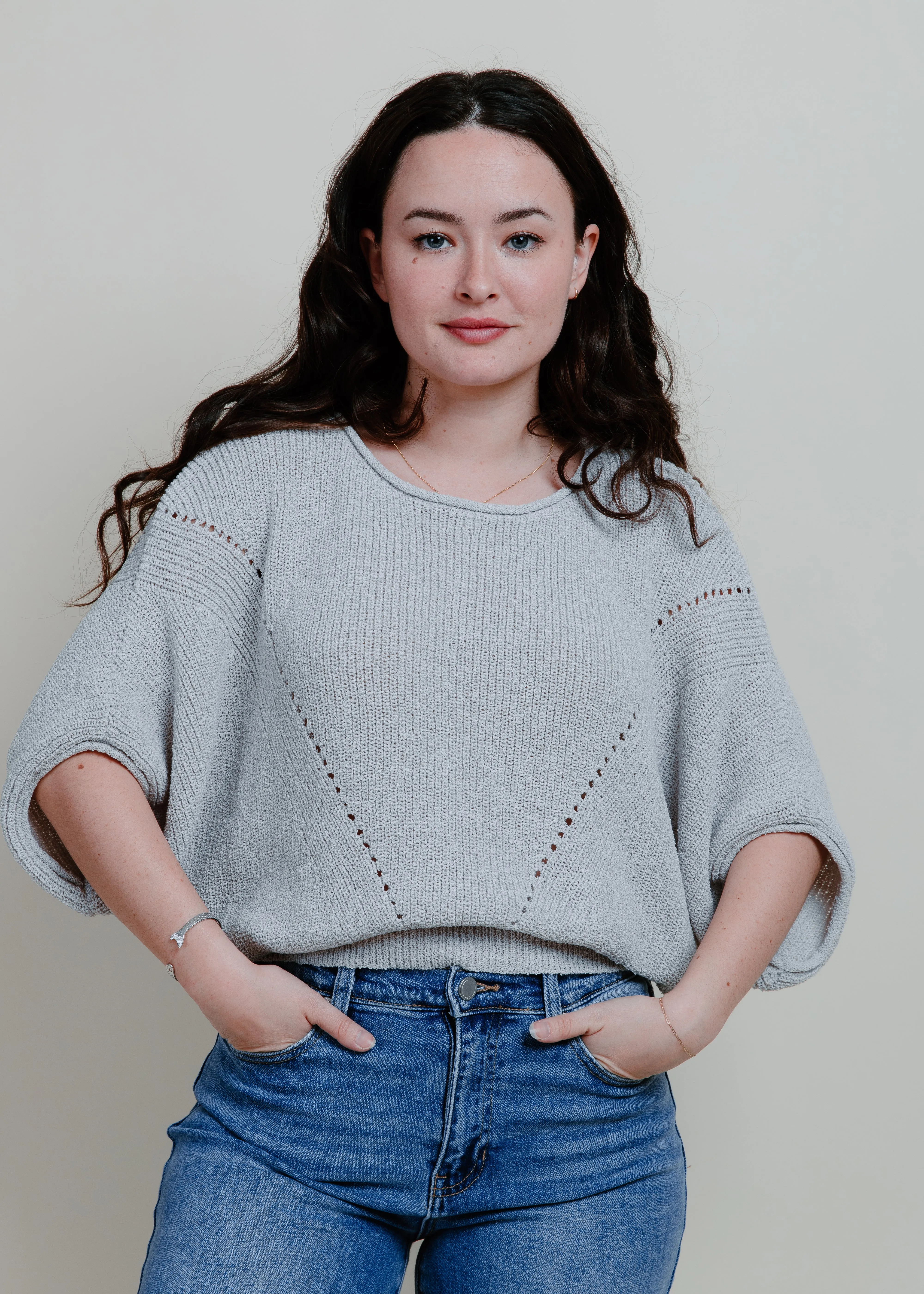 Rochester Knit Short Sleeve Sweater - Silver Grey sold by Vinnie Louise product image thumbnail 4