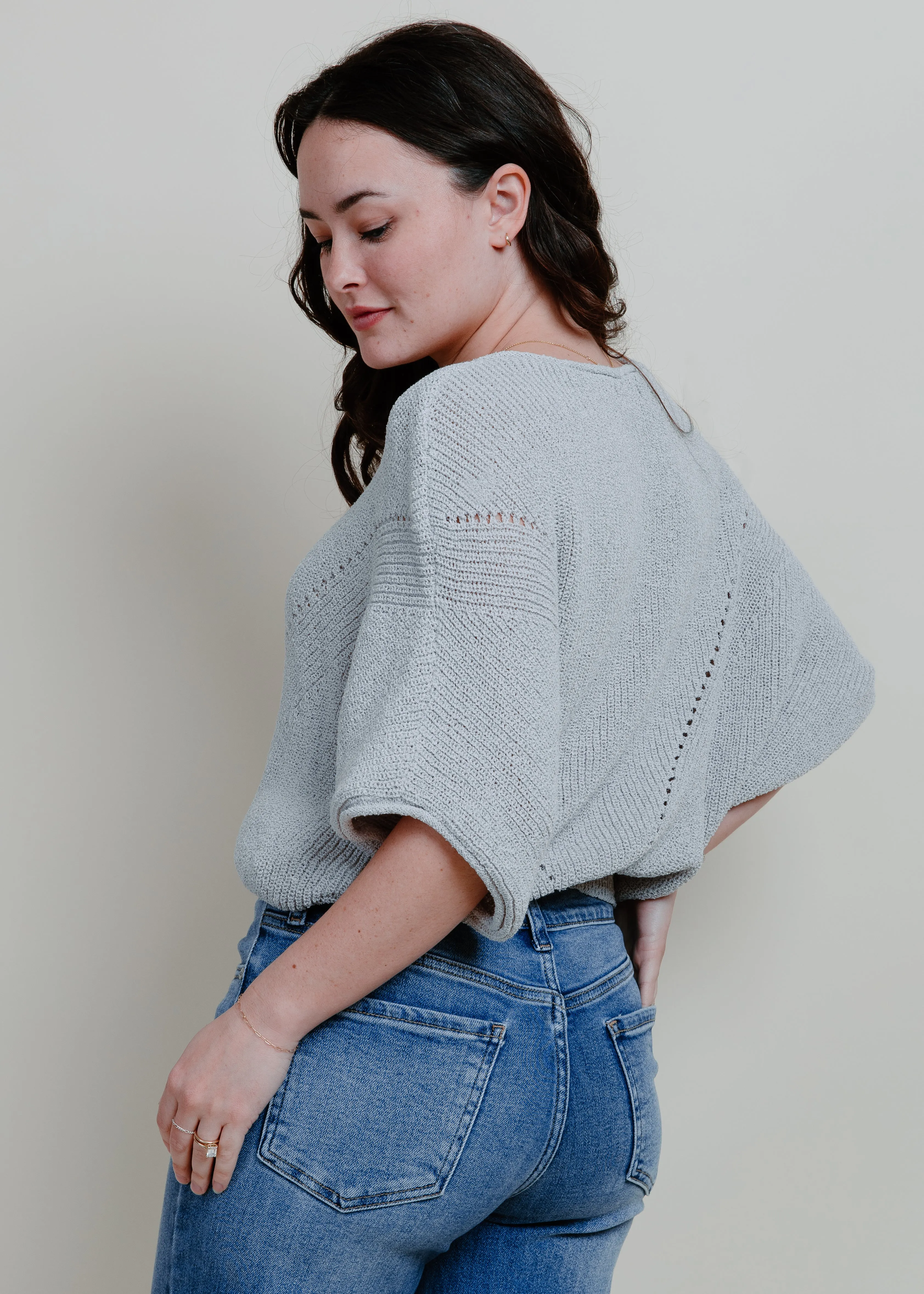 Rochester Knit Short Sleeve Sweater - Silver Grey sold by Vinnie Louise product image thumbnail 3