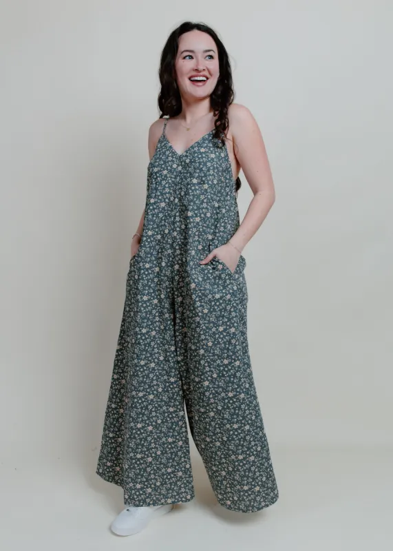 Mariella Floral Jumpsuit - Vintage Blue sold by Vinnie Louise