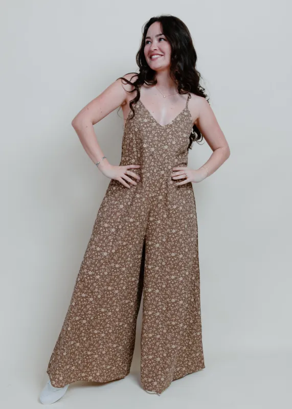 Mariella Floral Jumpsuit - Ash Mocha sold by Vinnie Louise