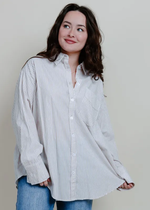 Breezy Striped Button-Down Shirt sold by Vinnie Louise