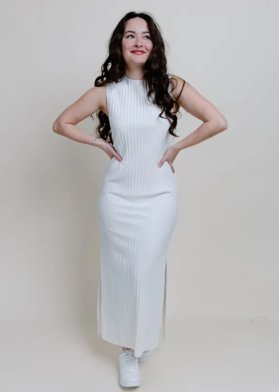 Paris Pleated Midi Dress - White sold by Vinnie Louise